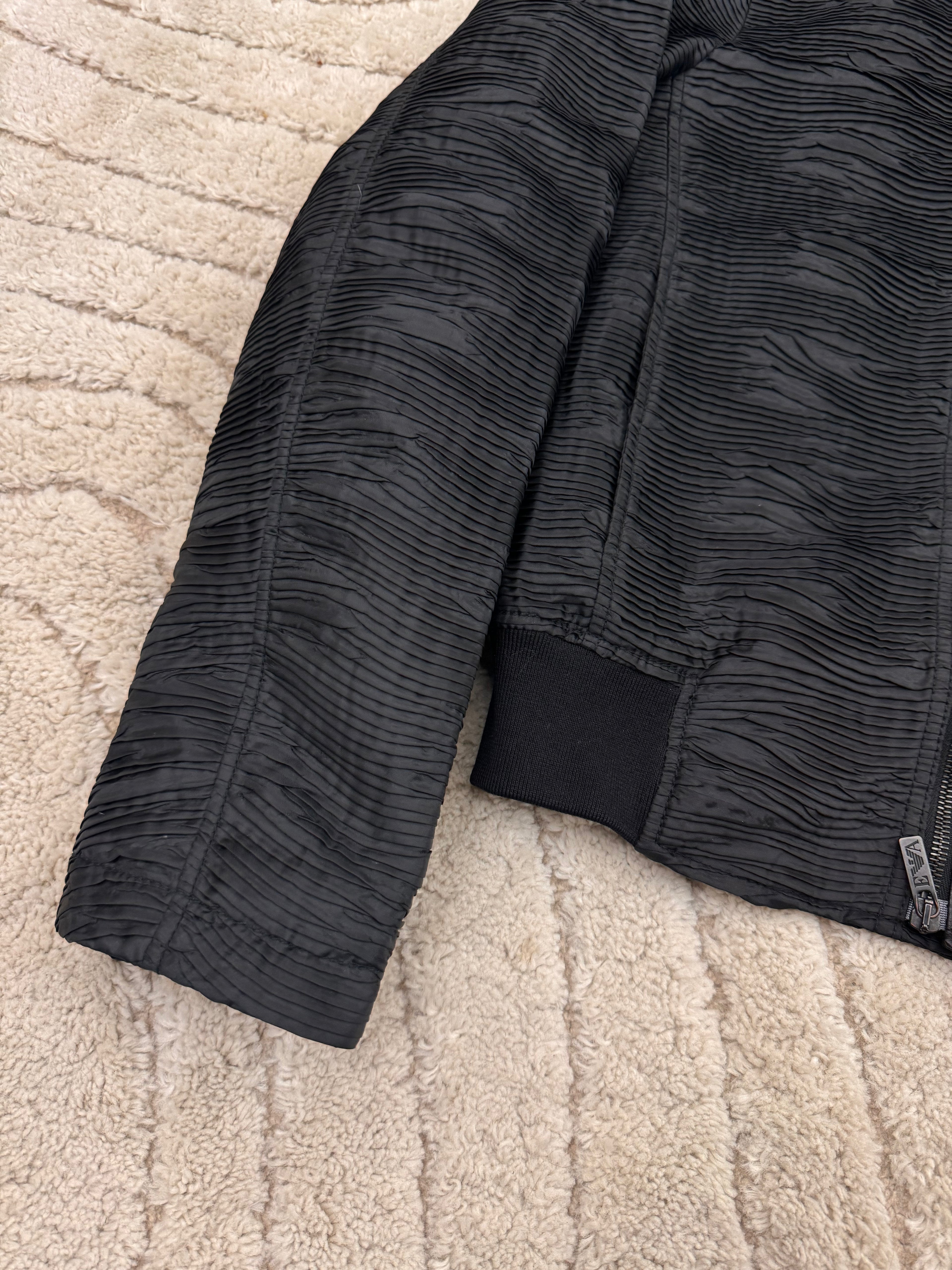 SS2011 Emporio Armani Plissé Hybrid 2-Zip Leather Jacket (M/L)
