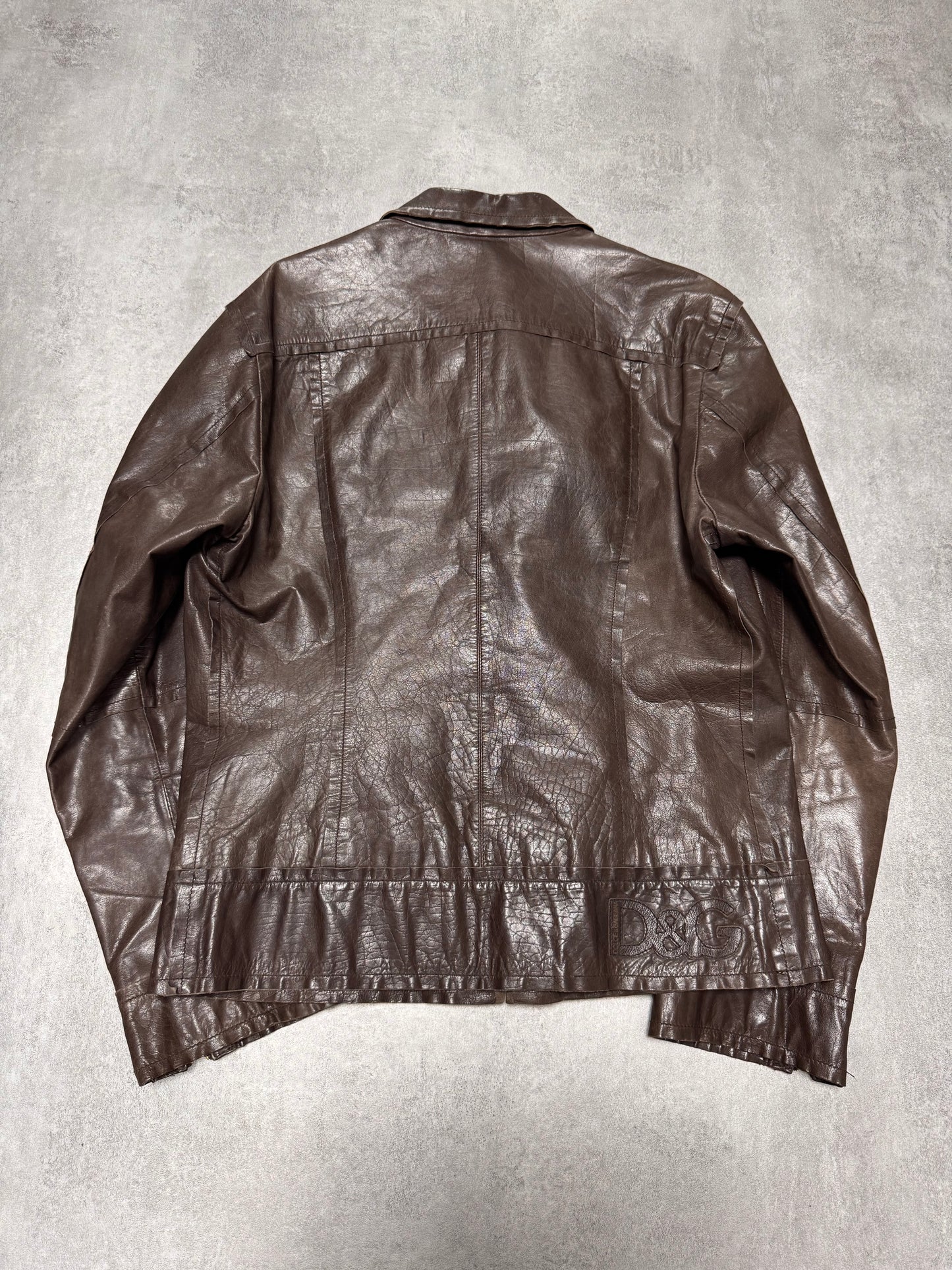 2000s Dolce & Gabbana Perfect Simple Brown Leather Jacket (L)