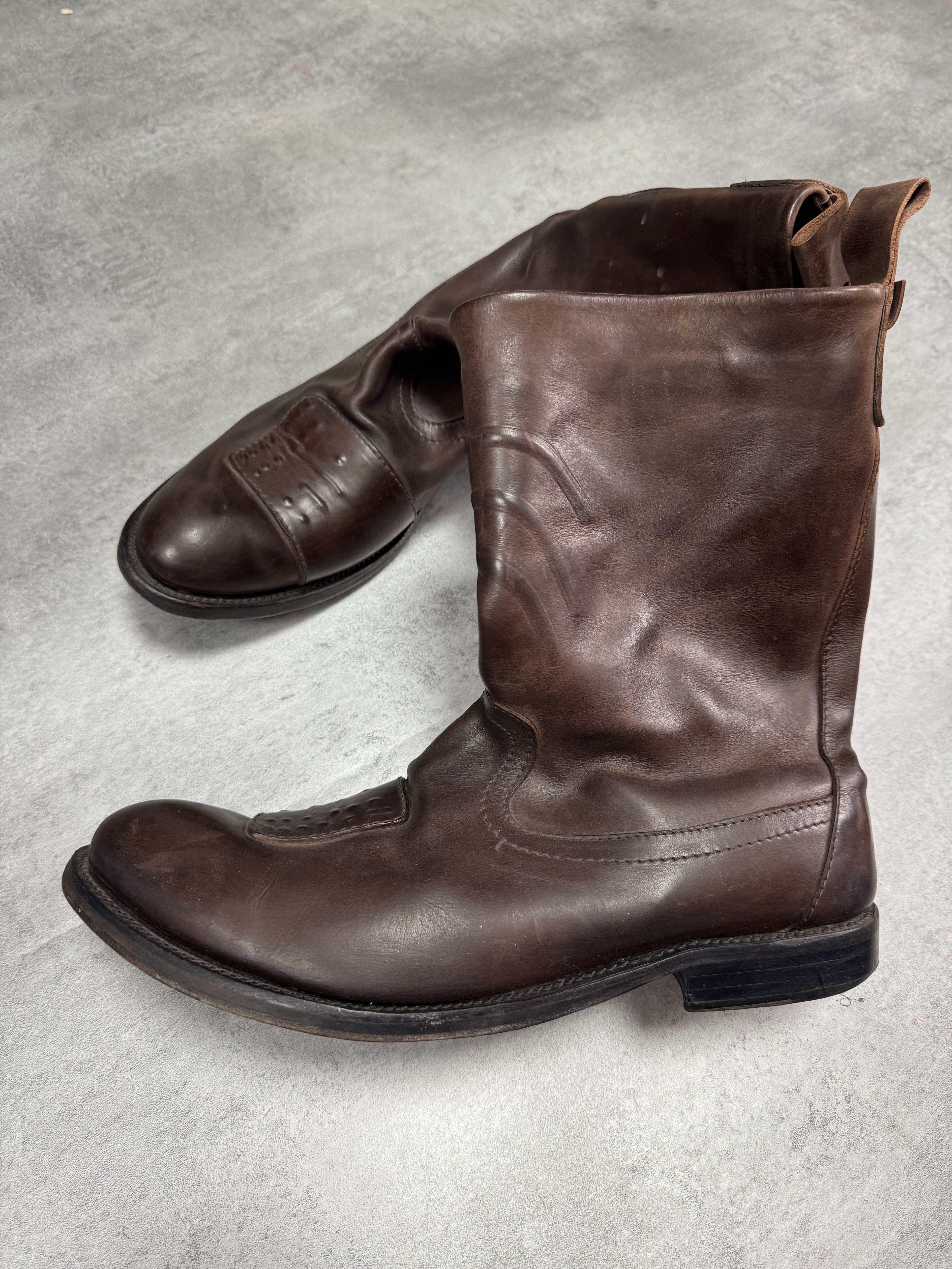 2000s Marithé + François Girbaud Biker Brown Leather Boots