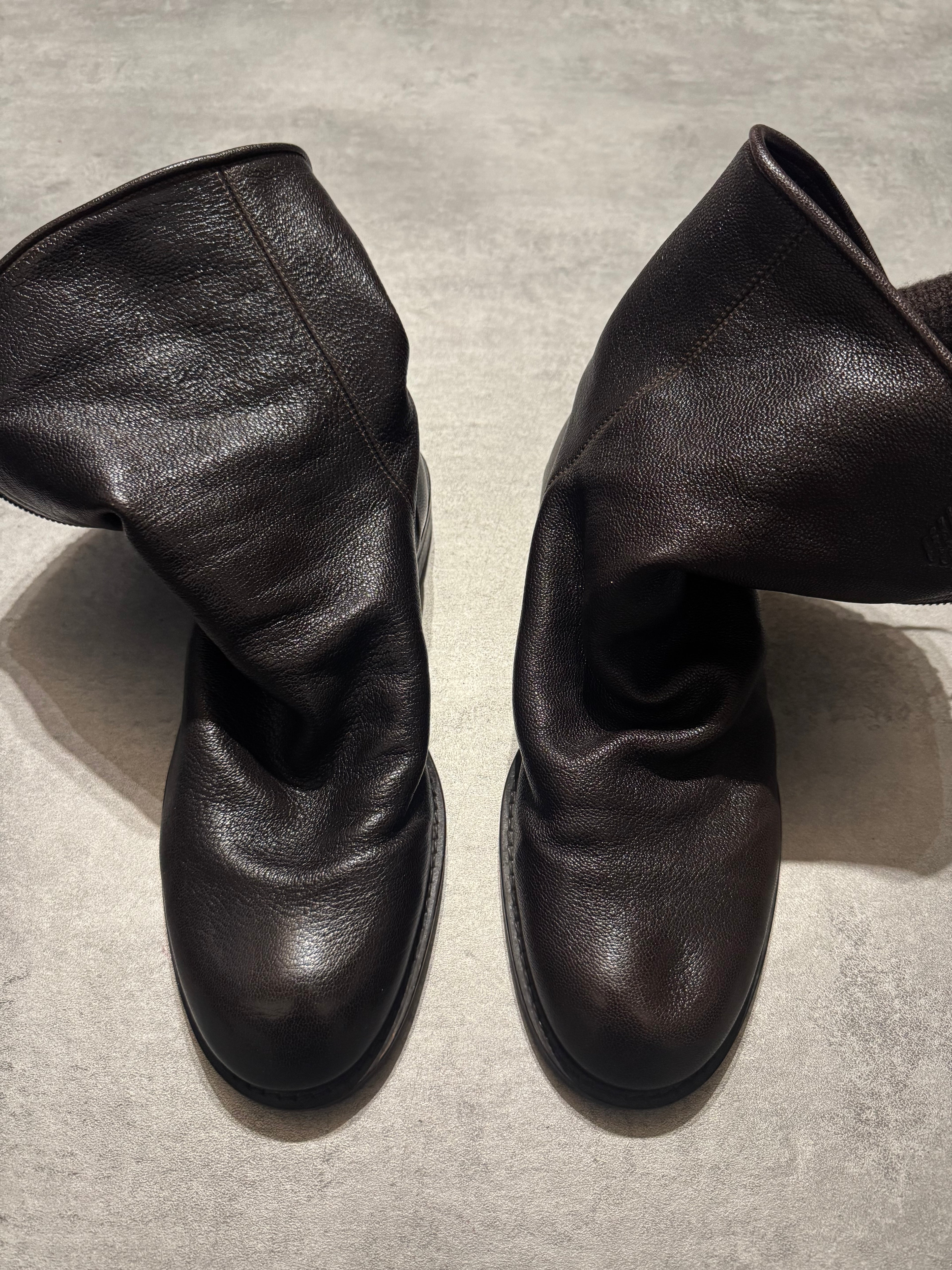 2000s Emporio Armani Brown Wool Leather Boots