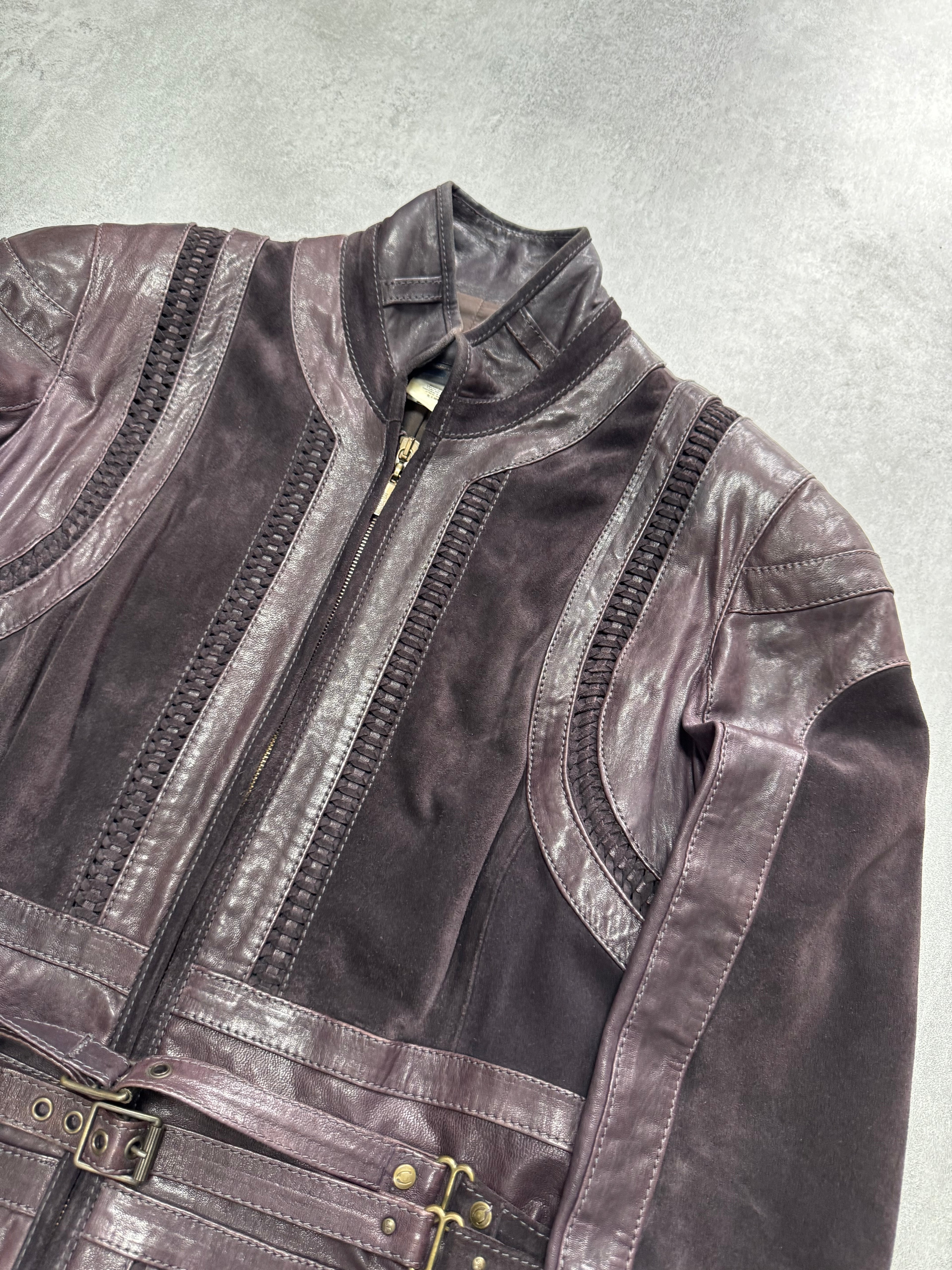 AW2008 AW2008 Cavalli Soldier Purple Metallic Leather Hybride Jacket