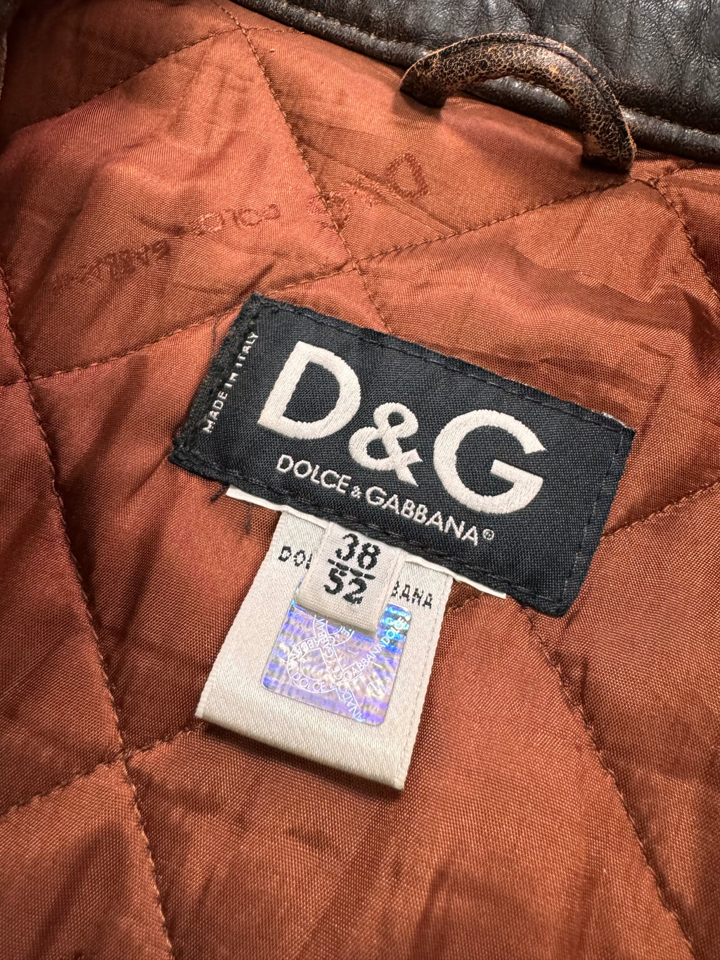 SS2001 Dolce &amp; Gabbana Rodeo 铆钉做旧皮夹克 (M/L)