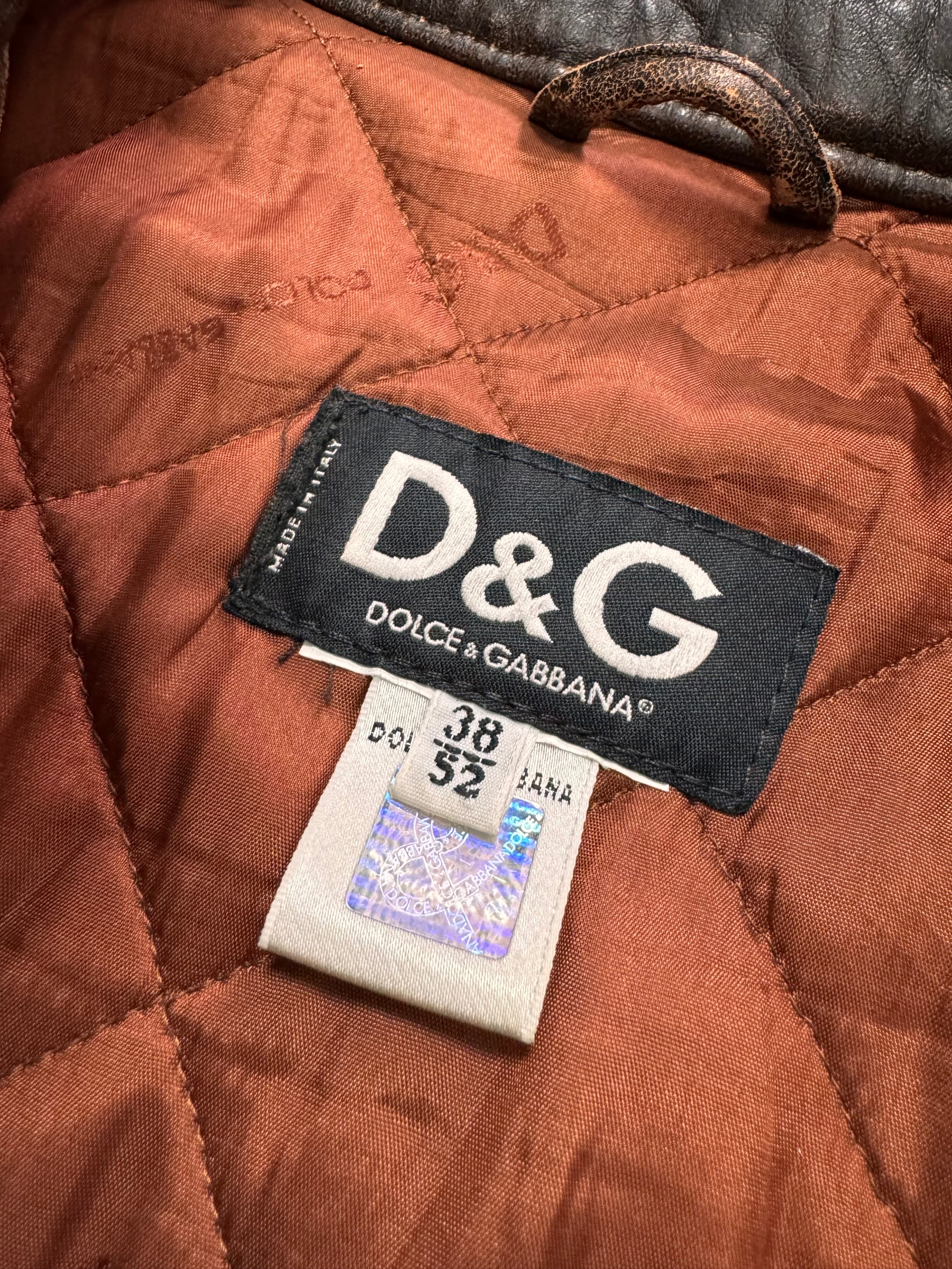 SS2001 Dolce &amp; Gabbana Rodeo 铆钉做旧皮夹克 (M/L)