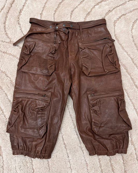 2000s Emporio Armani Military Leather Cargo Short (M/L)