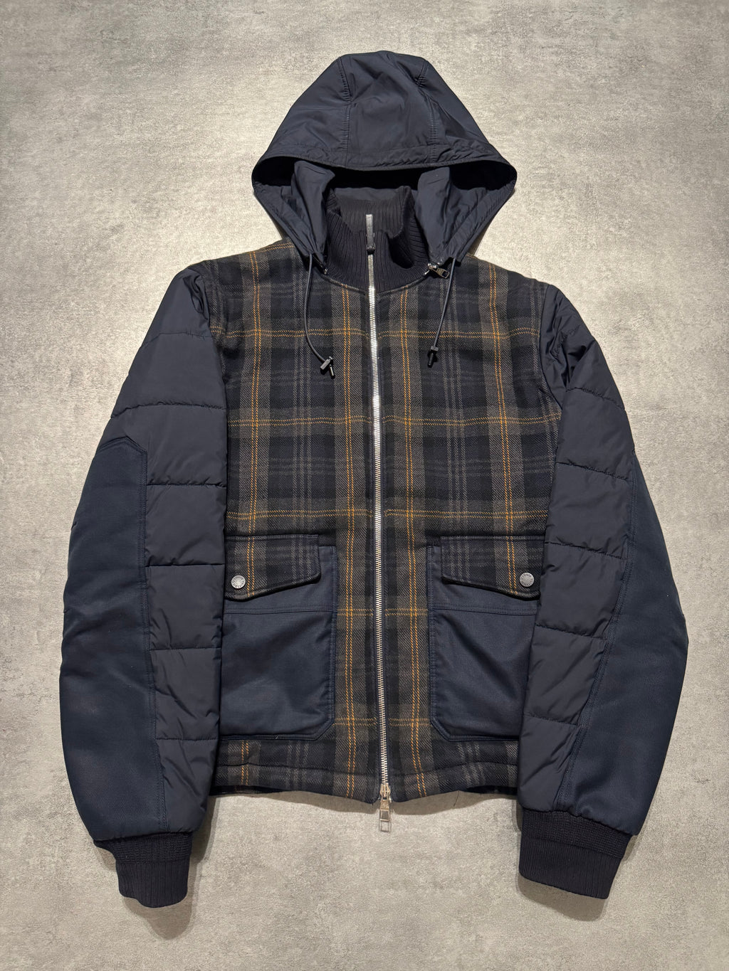 Louis Vuitton Tartan Hooded Blue Bomber Jacket