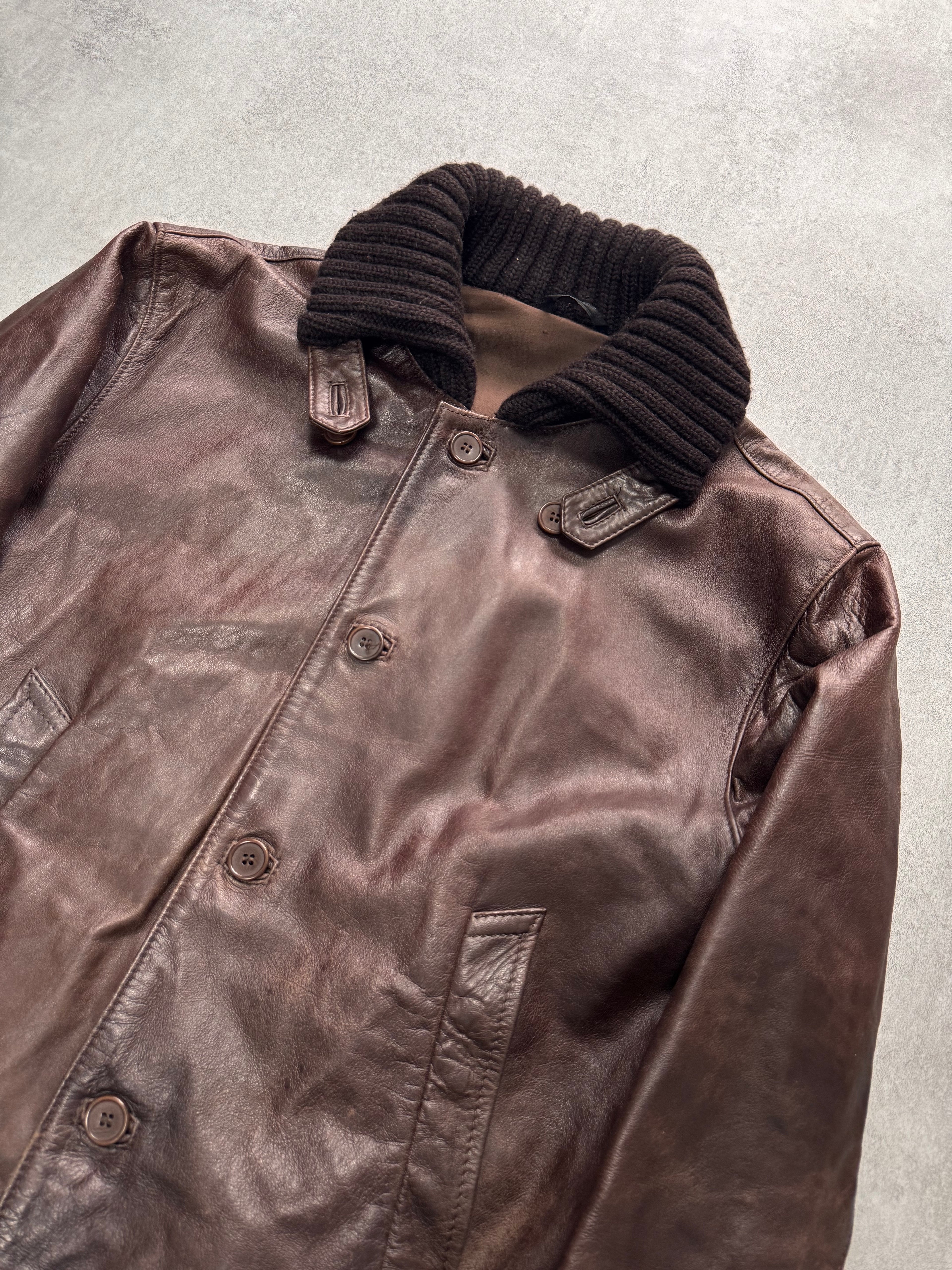 Daniele Alessandrini Aviator Brown Leather Bomber Jacket