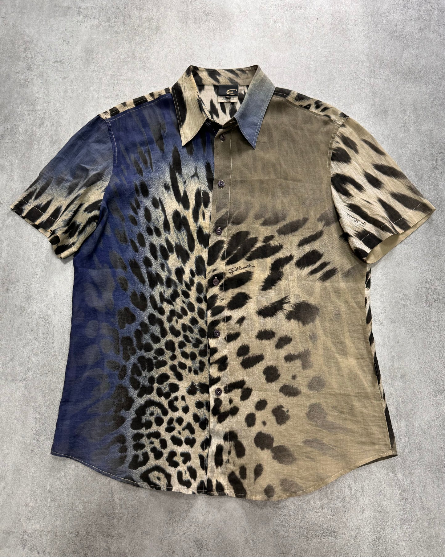 SS2005 Just Cavalli Leopard Ocean Gradient Shirt (L)