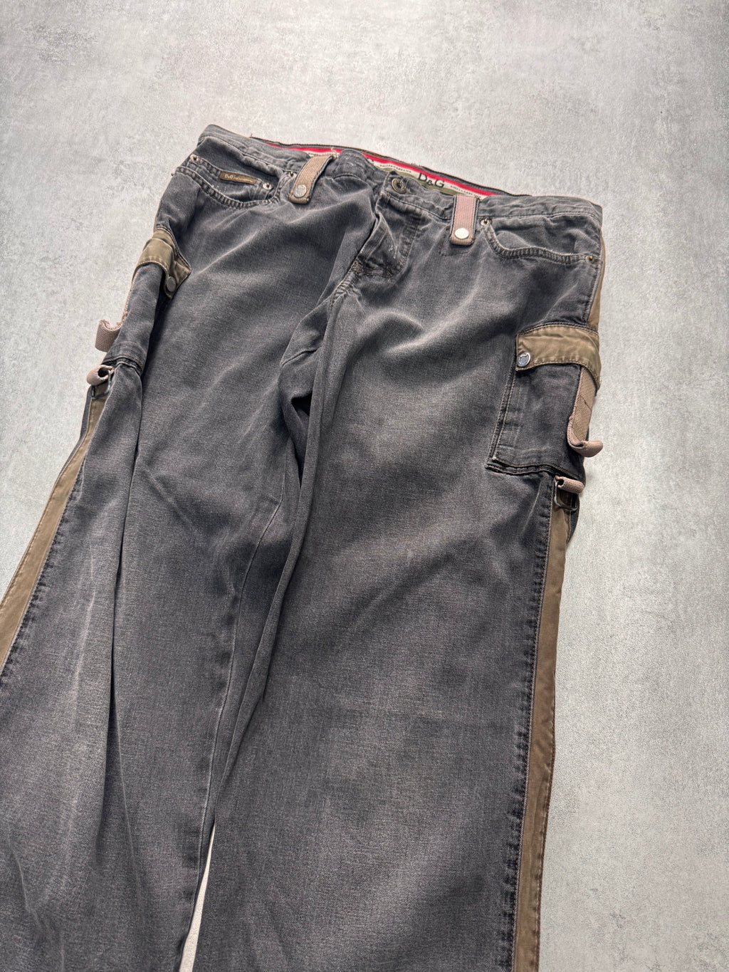 AW2004 Dolce & Gabbana Military Harness Cargo Grey Denim Jeans