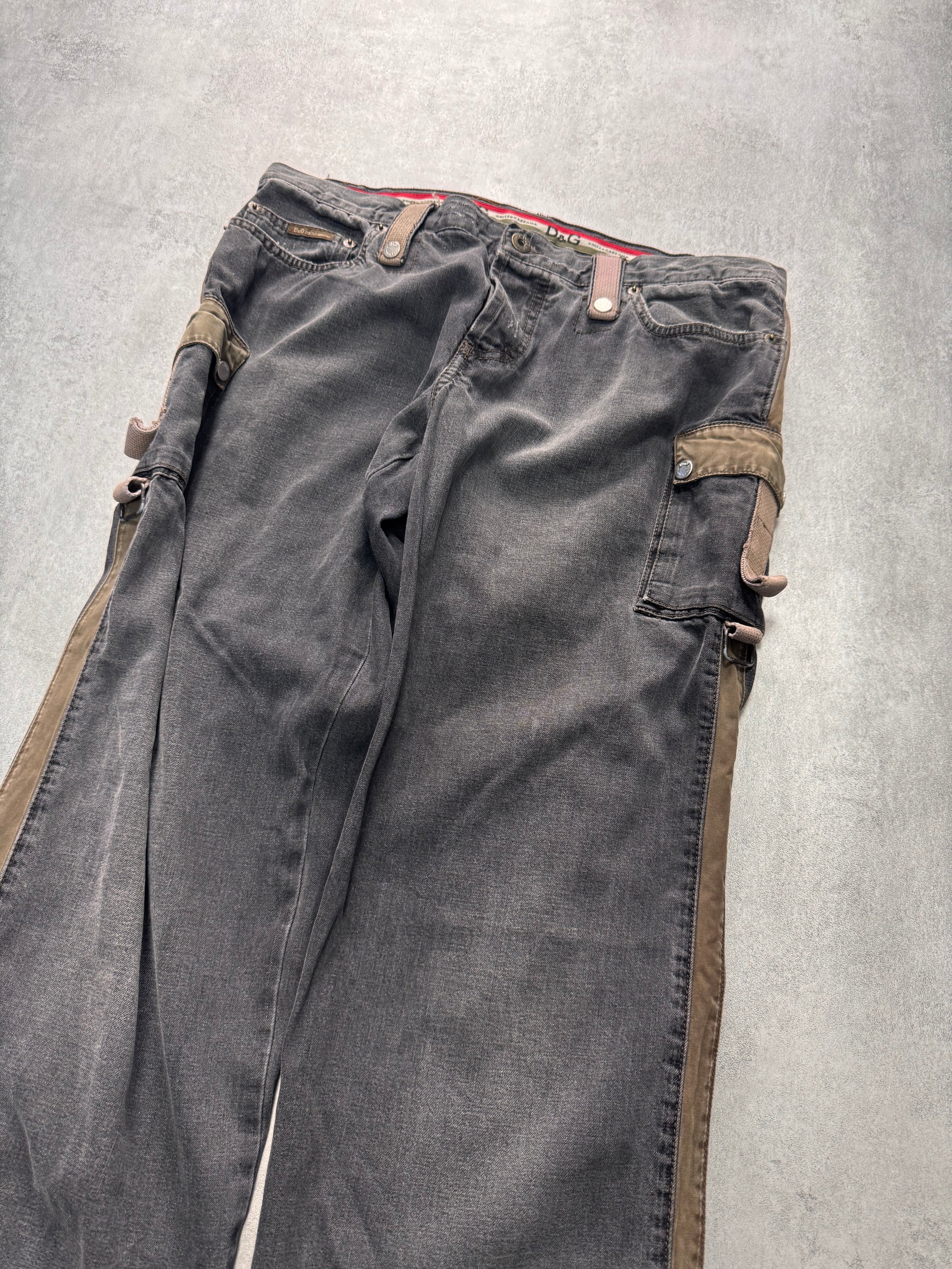 AW2004 Dolce & Gabbana Military Harness Cargo Grey Denim Jeans