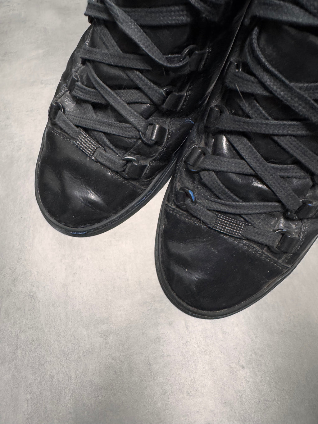 Balenciaga Arena High Hybrid Varnished Double Black Suede Leather Sneakers