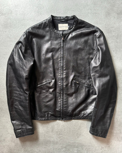 1990s Emporio Armani Cozy Black Prime Leather Jacket (XL) - 1