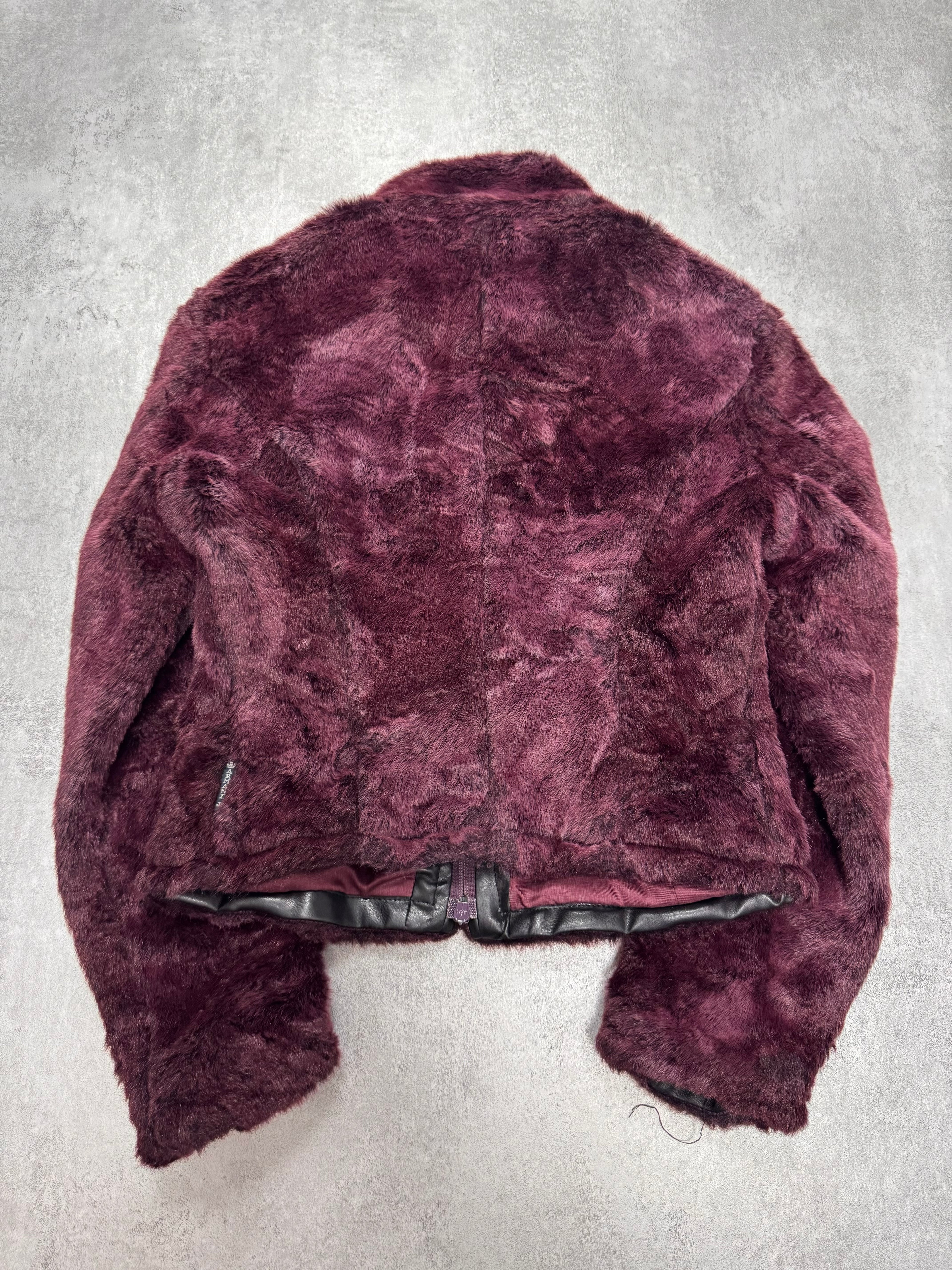 1990s Armani Purple Burgundy Faux Fur Jacket