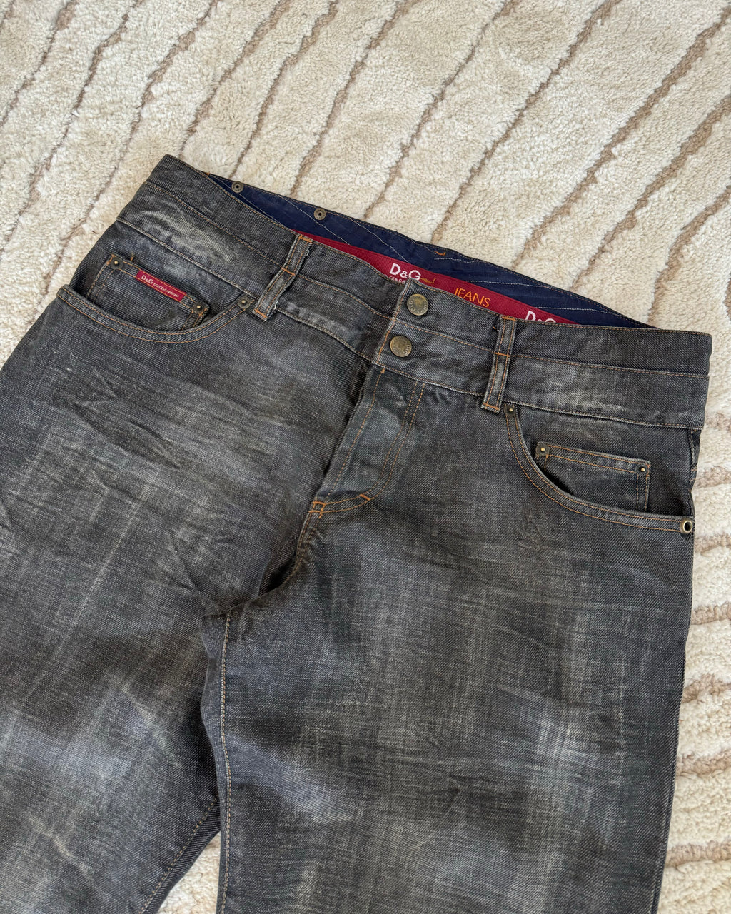 AW03 Dolce & Gabbana Double-Waisted Faded Baggy Jeans (L)