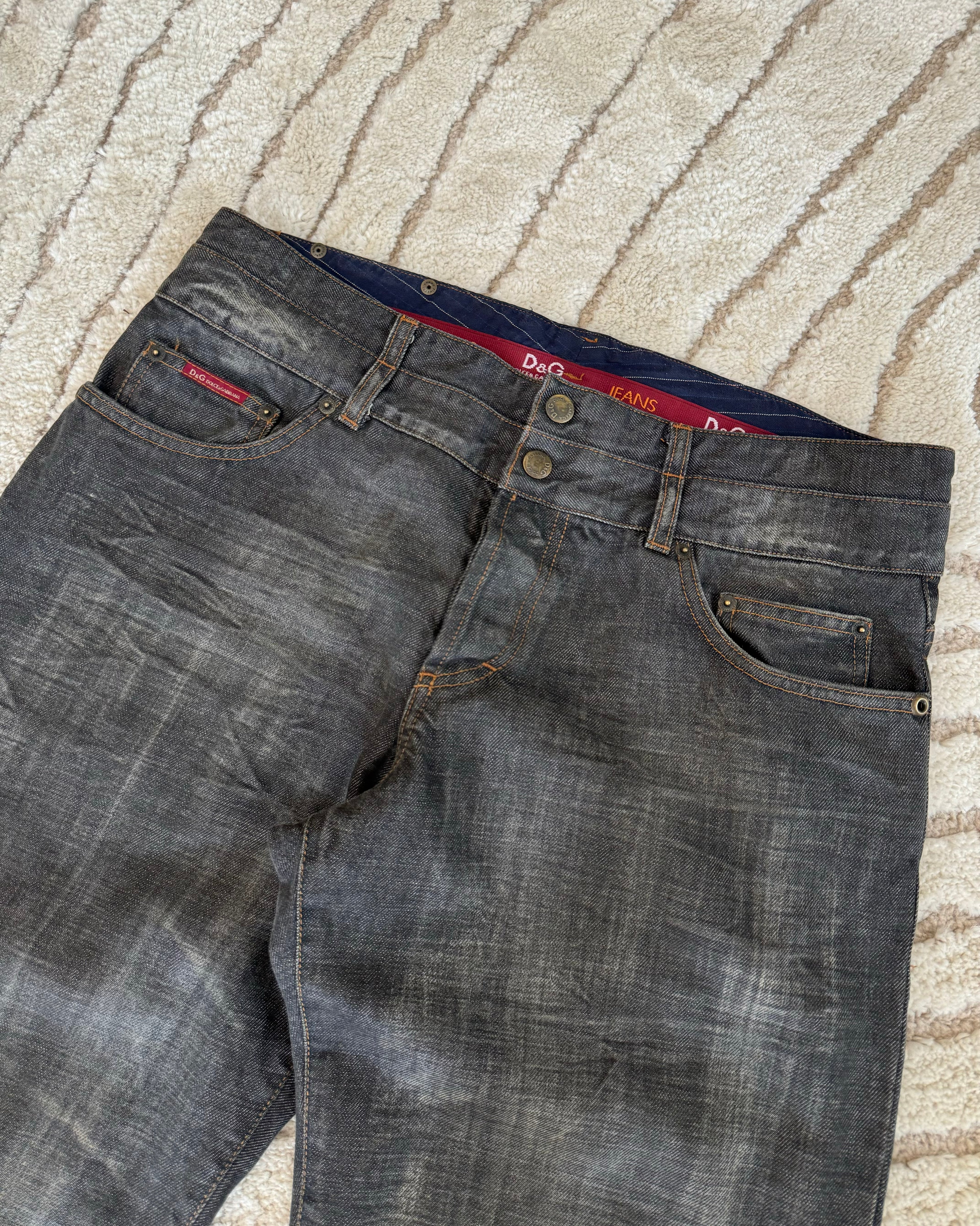 AW03 Dolce & Gabbana Double-Waisted Faded Baggy Jeans (L)