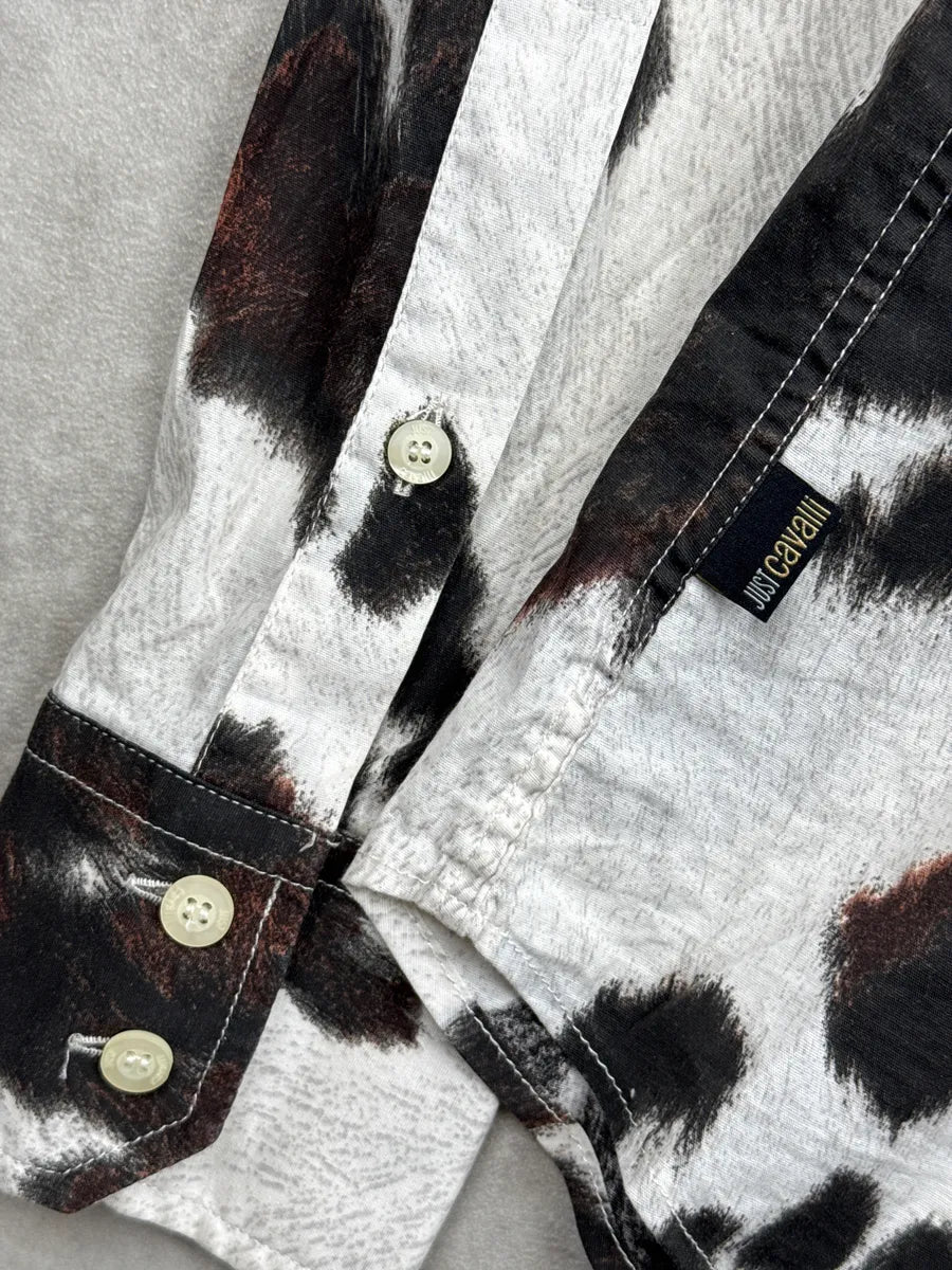 AW2006 Cavalli Cow Effect Trompe L'Oeil White Shirt DBBSUsyO 9