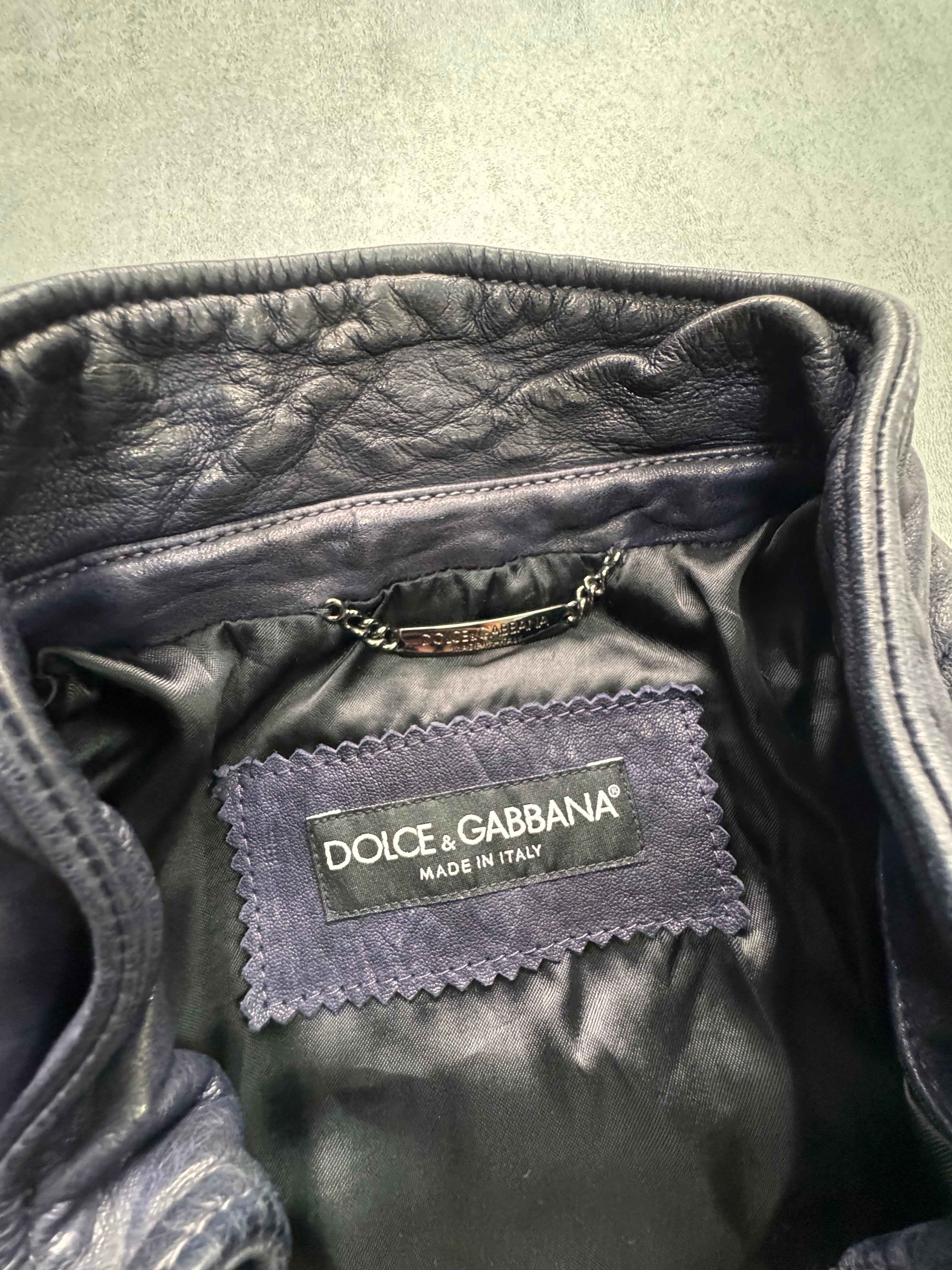 Dolce & Gabbana Galaxy Purple Cropped Leather Jacket