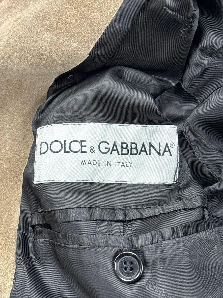 AW2001 Dolce & Gabbana Black & Beige Colorblock Hybrid Suede Leather Jacket DBdnONlc 11