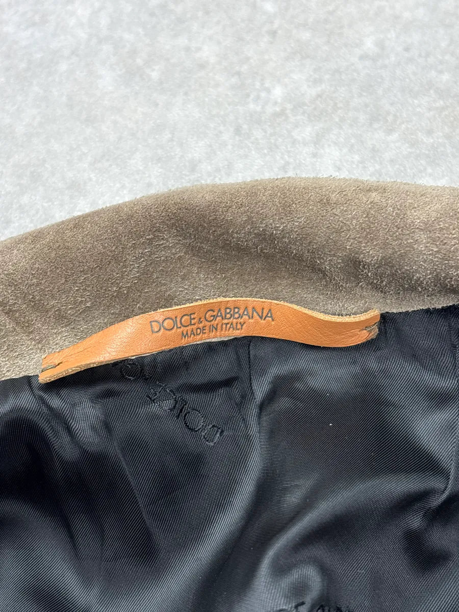 AW2001 Dolce & Gabbana Black & Beige Colorblock Hybrid Suede Leather Jacket DBdnONlc 12