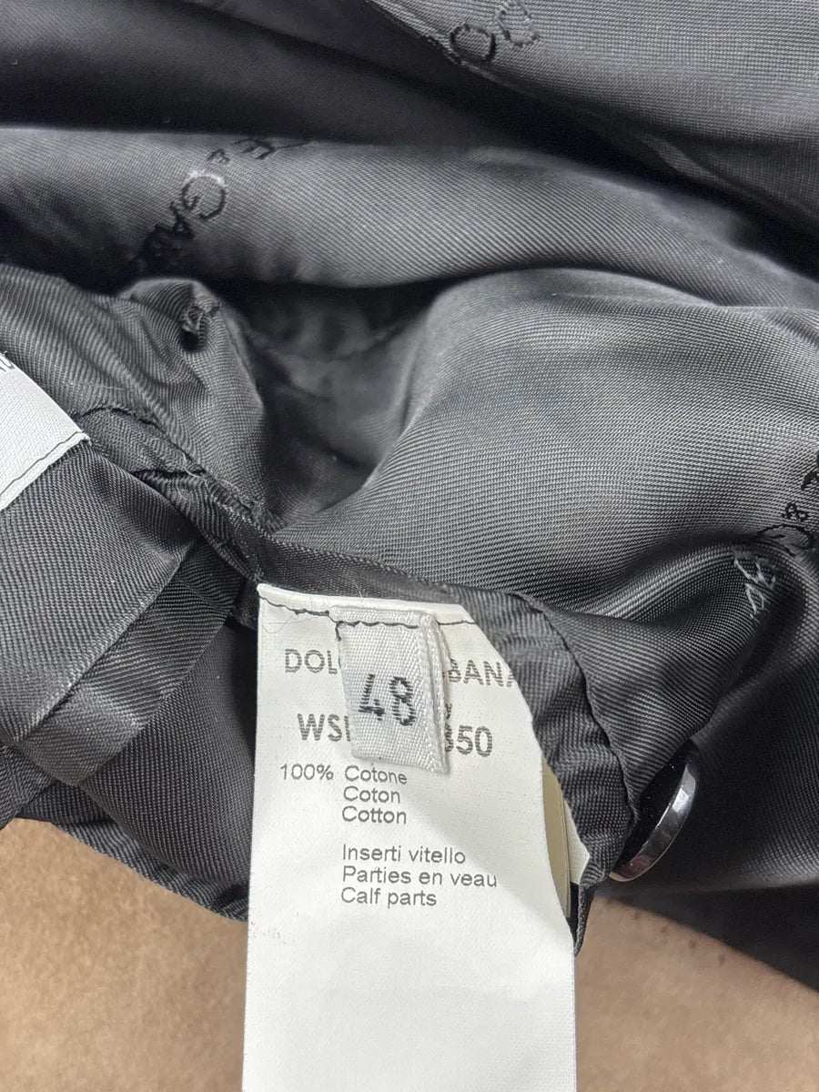 AW2001 Dolce & Gabbana Black & Beige Colorblock Hybrid Suede Leather Jacket DBdnONlc 13