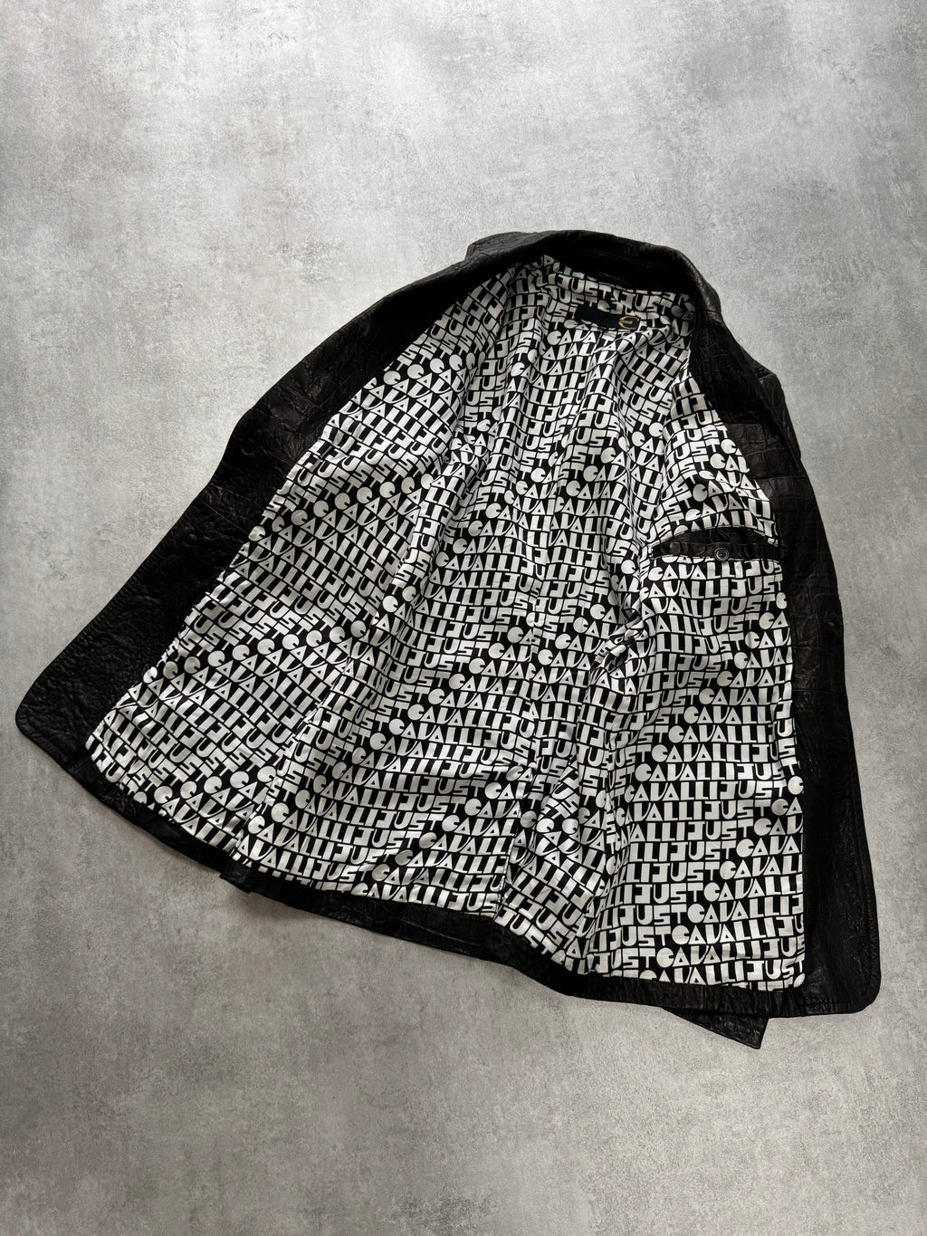 SS2009 Cavalli Crocodile Effect Leather Jacket