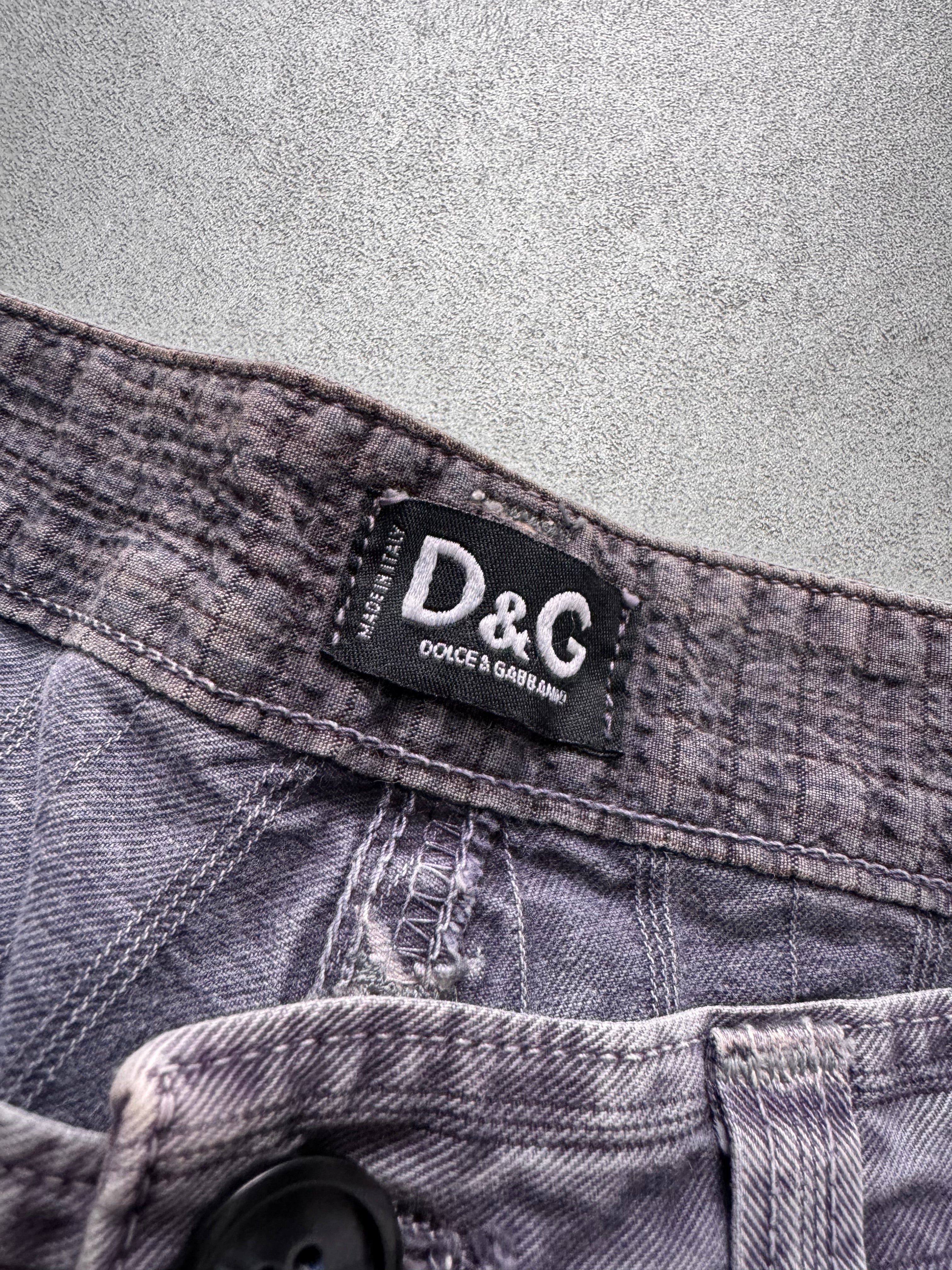 2000s Dolce & Gabbana Purple Grey Stripes Short