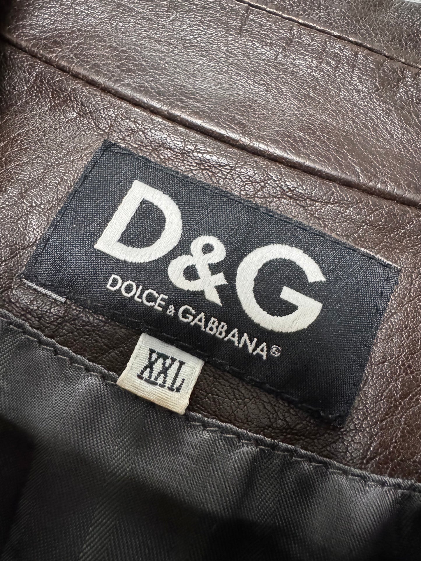 2000s Dolce & Gabbana Perfect Simple Brown Leather Jacket (L)