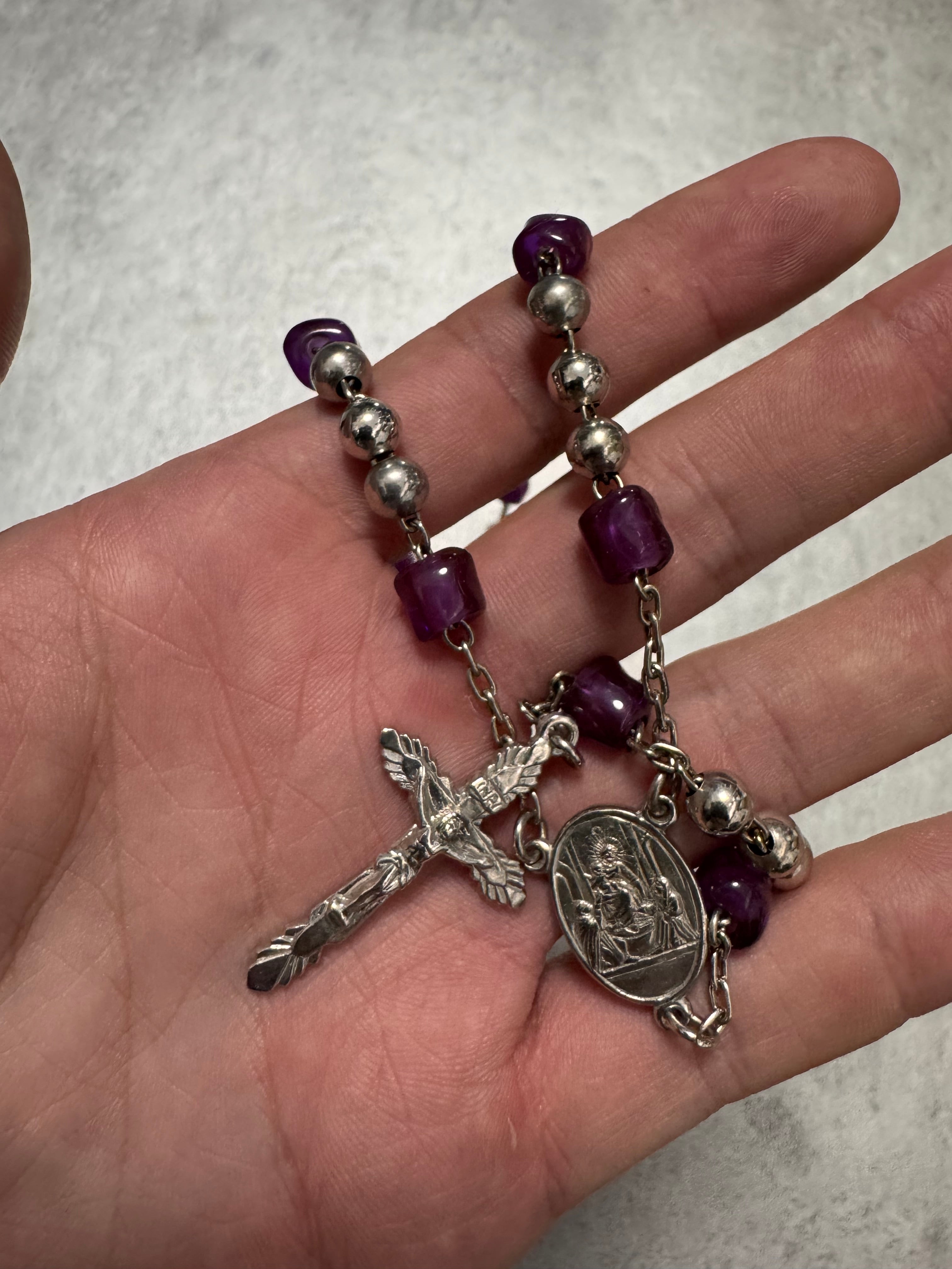 Dolce & Gabbana Purple Crystal Rosary Necklace