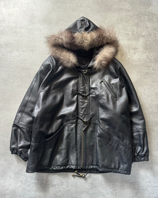 2000s Conbipel Shearling Leather Minimalist Relaxed Jacket  (S) - 1