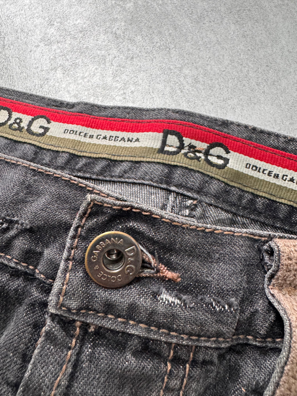 AW2004 Dolce & Gabbana Military Harness Cargo Grey Denim Jeans