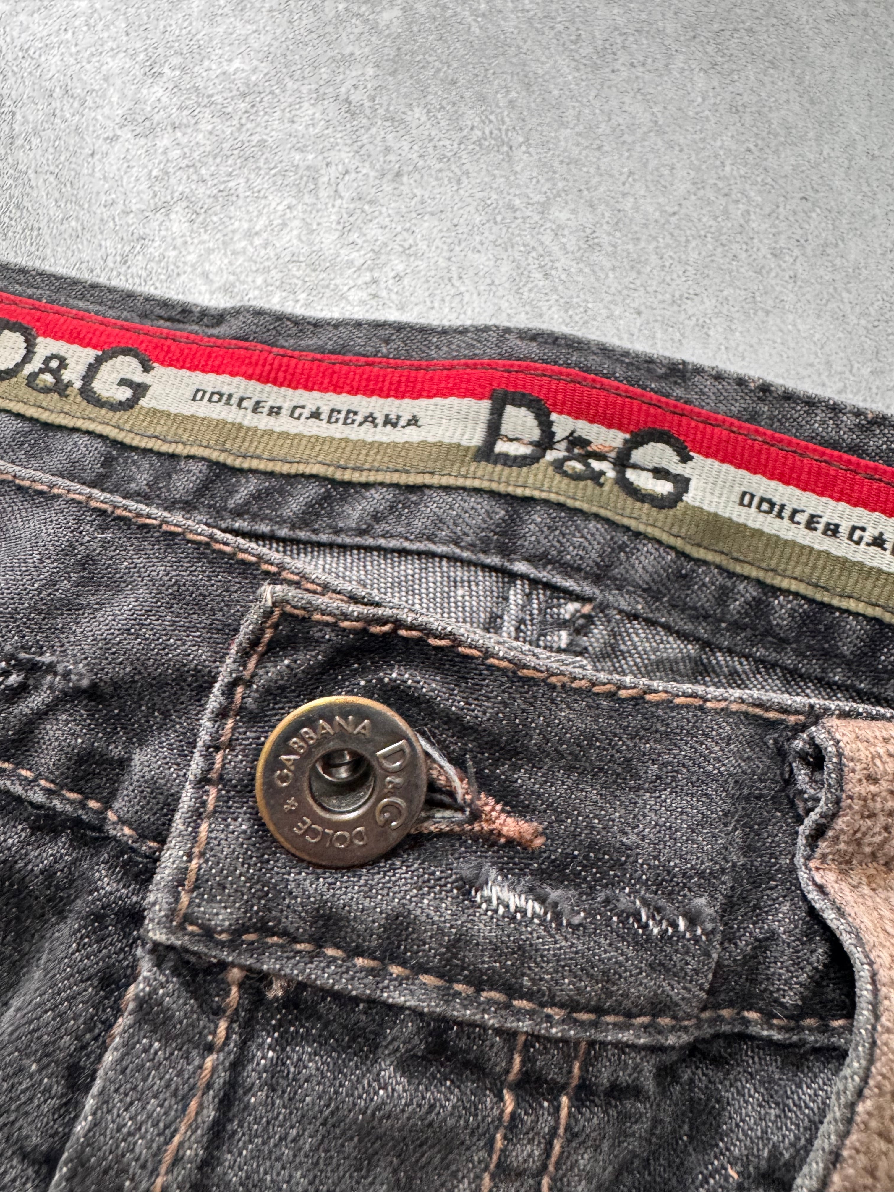 AW2004 Dolce & Gabbana Military Harness Cargo Grey Denim Jeans