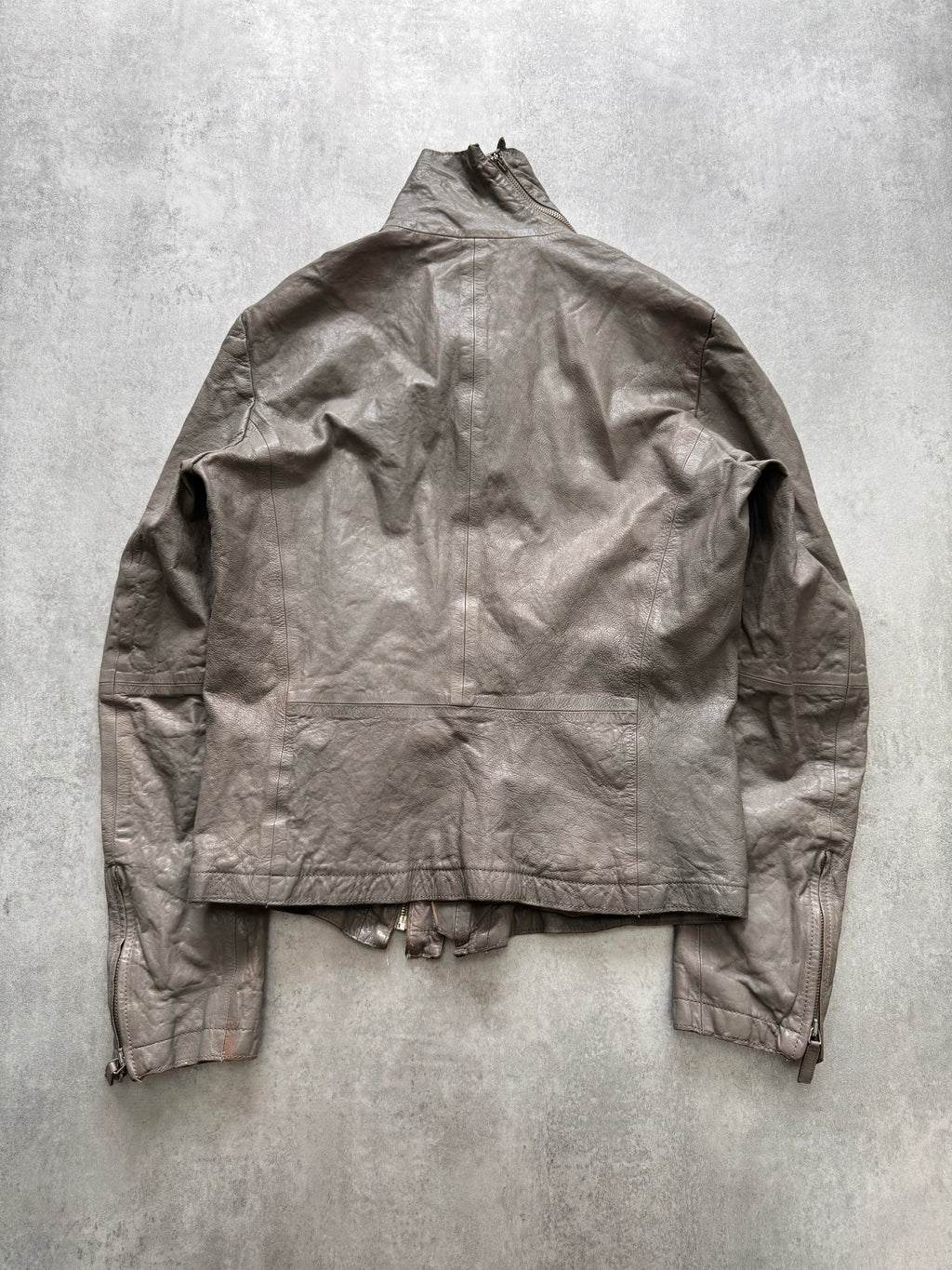 SS2012 Emporio Armani Asymmetrical Brut Leather Jacket