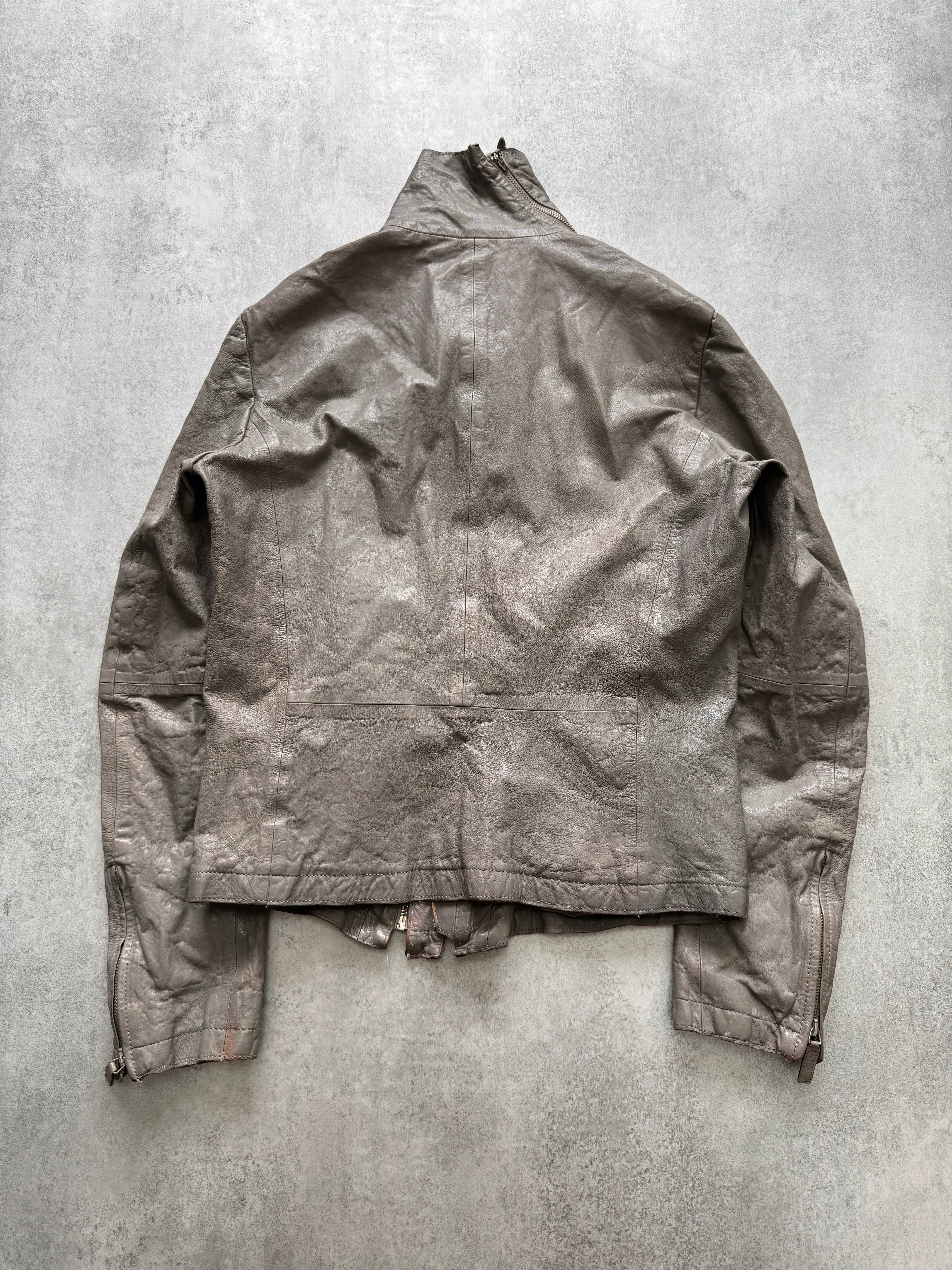 SS2012 Emporio Armani Asymmetrical Brut Leather Jacket