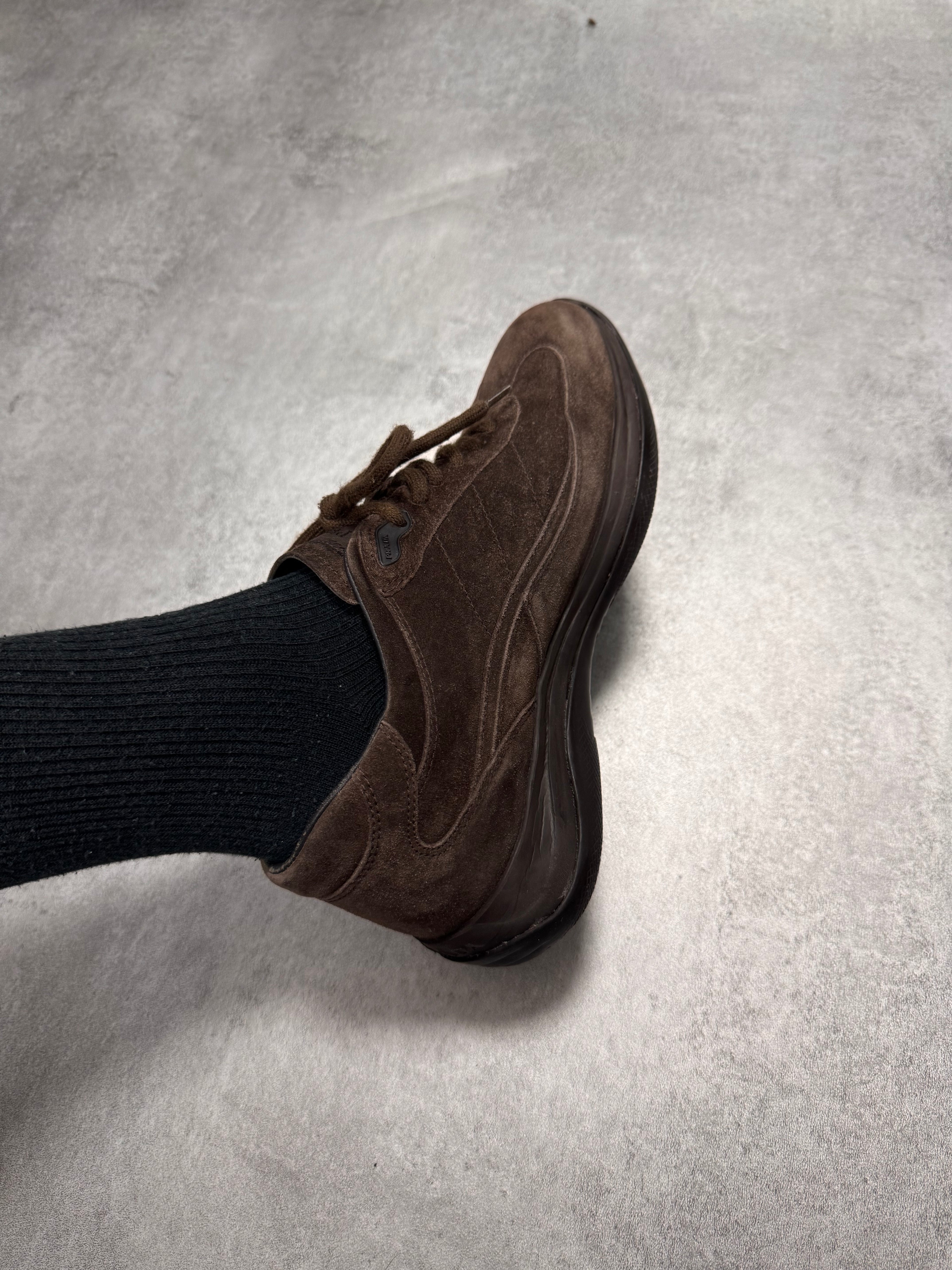 2000s Prada Brown Suede Low Sneakers
