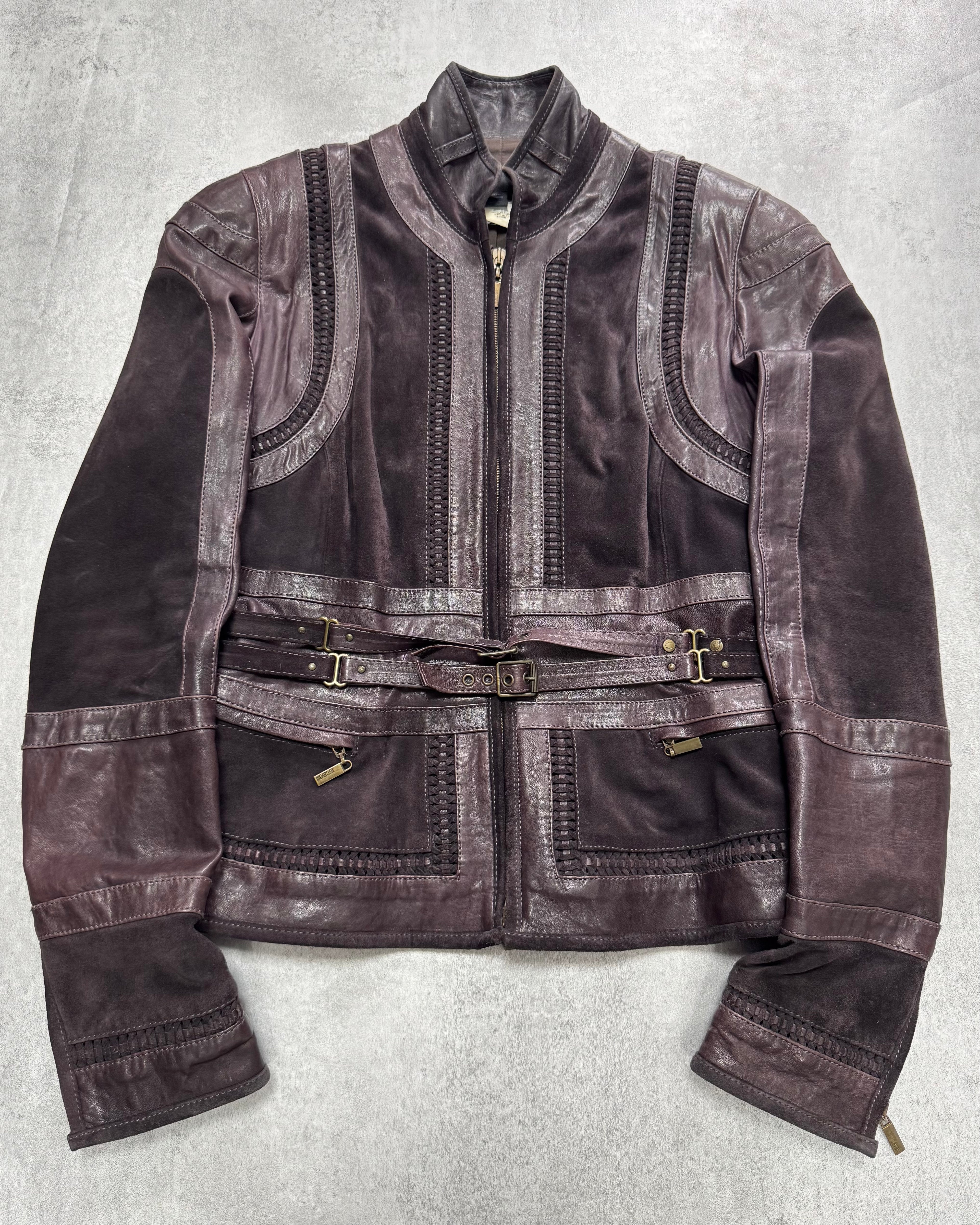 AW2008 AW2008 Cavalli Soldier Purple Metallic Leather Hybride Jacket