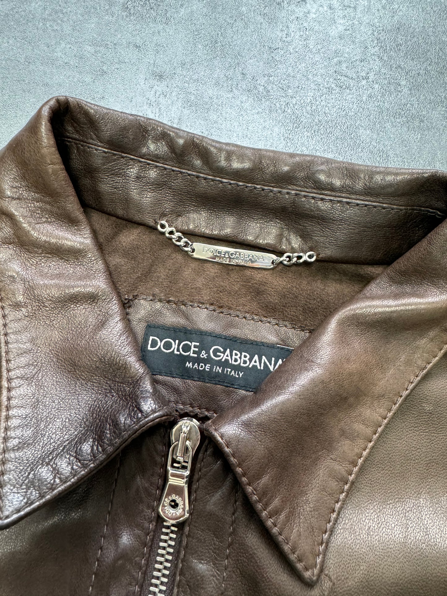 2000 年代 Dolce &amp; Gabbana 休闲皮夹克 (M)