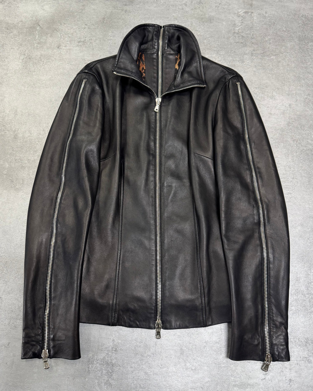 SS2003 Dolce & Gabbana Sexy Biker Multi-Zip Leather Jacket (XS/S)