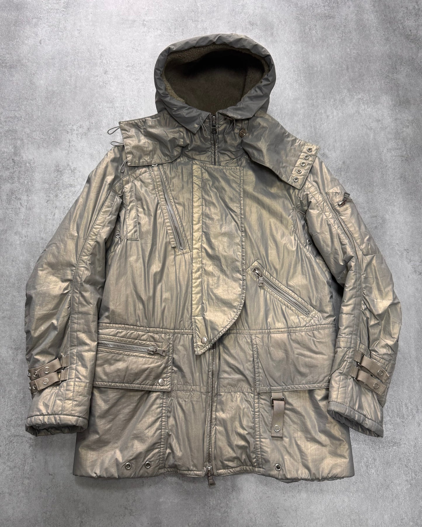 2000s Prada Ultimate Utility Ski Silver Jacket (XS/S)