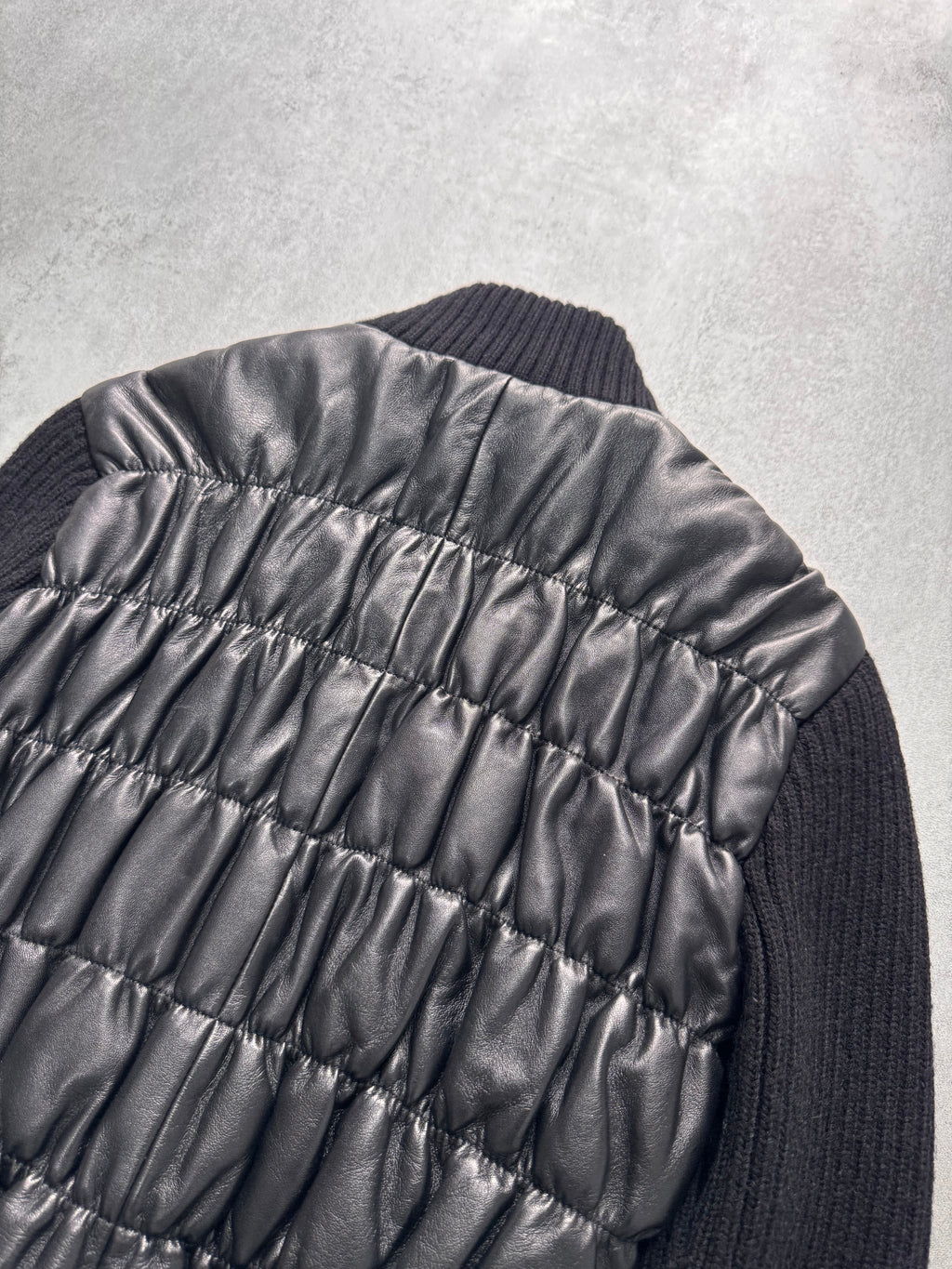 2000s Gianfranco Ferré Plissé Hybrid Black Leather Cropped Jacket