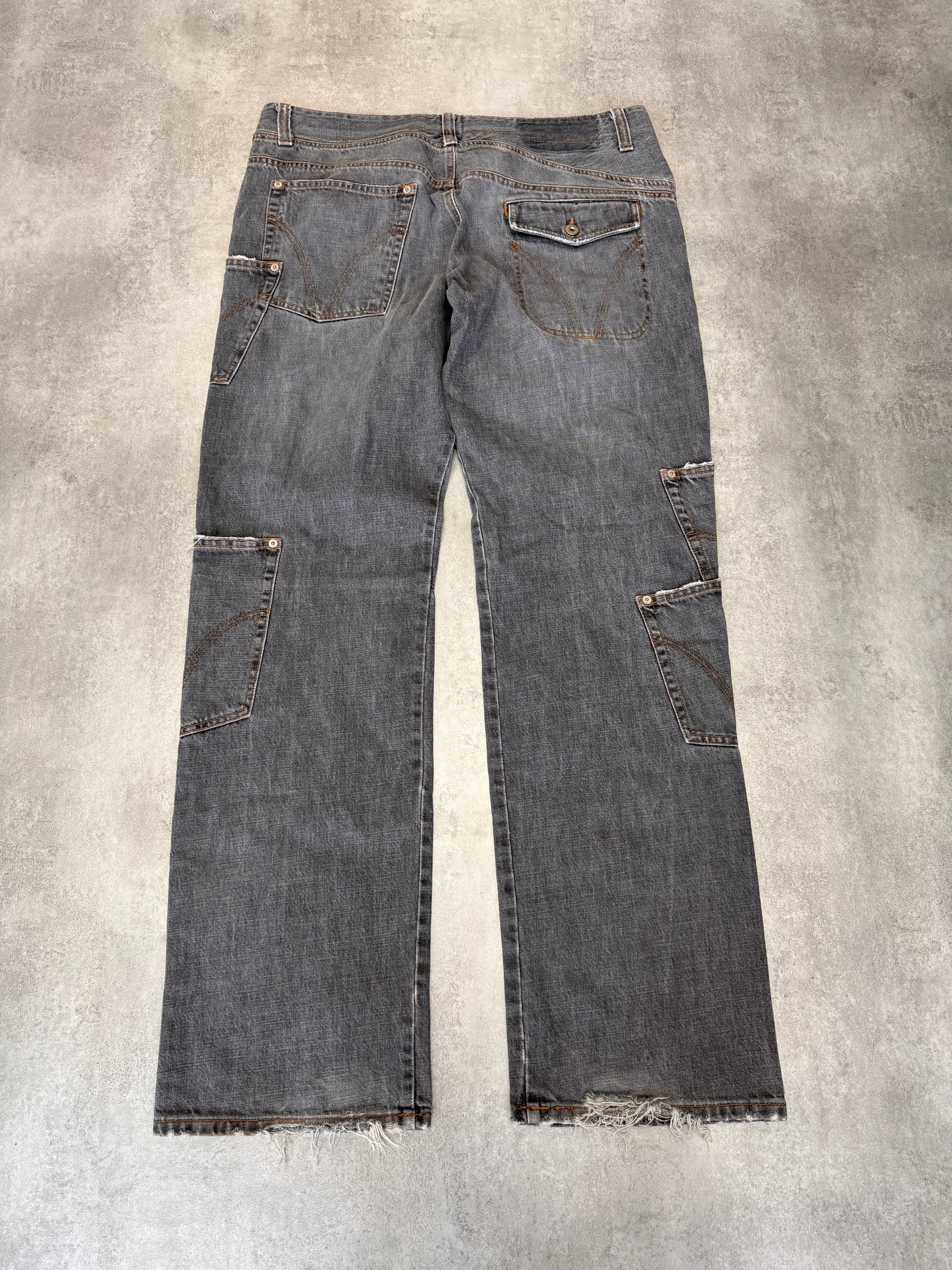 AW2003 Dolce & Gabbana Multi-Pocket Asymmetrical Carpenter Jeans