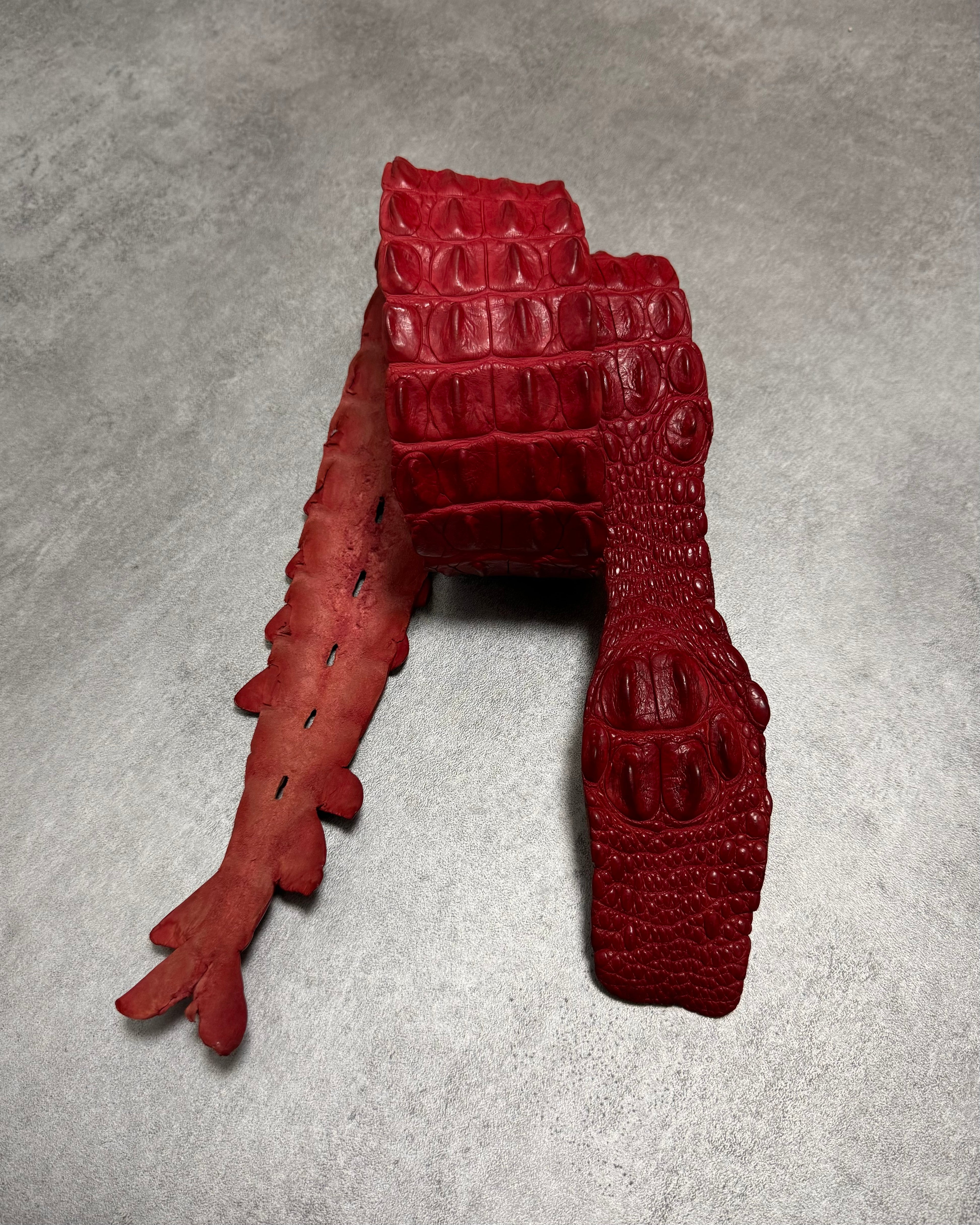 SS2005 Roberto Cavalli Blood Red Crocodile Leather Belt (OS)