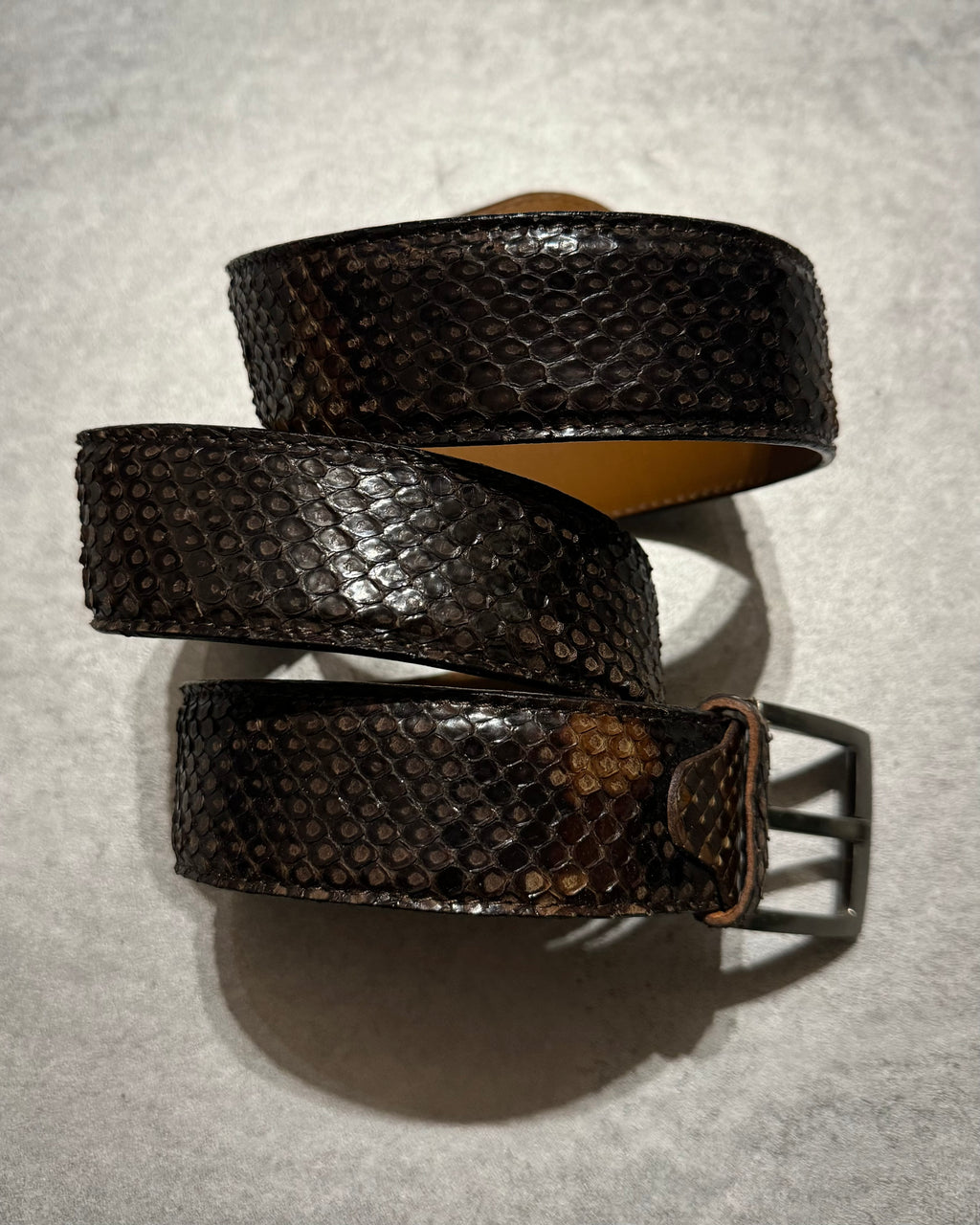 Artisanal Italian Python Leather Brown Dark Belt (OS) - 1
