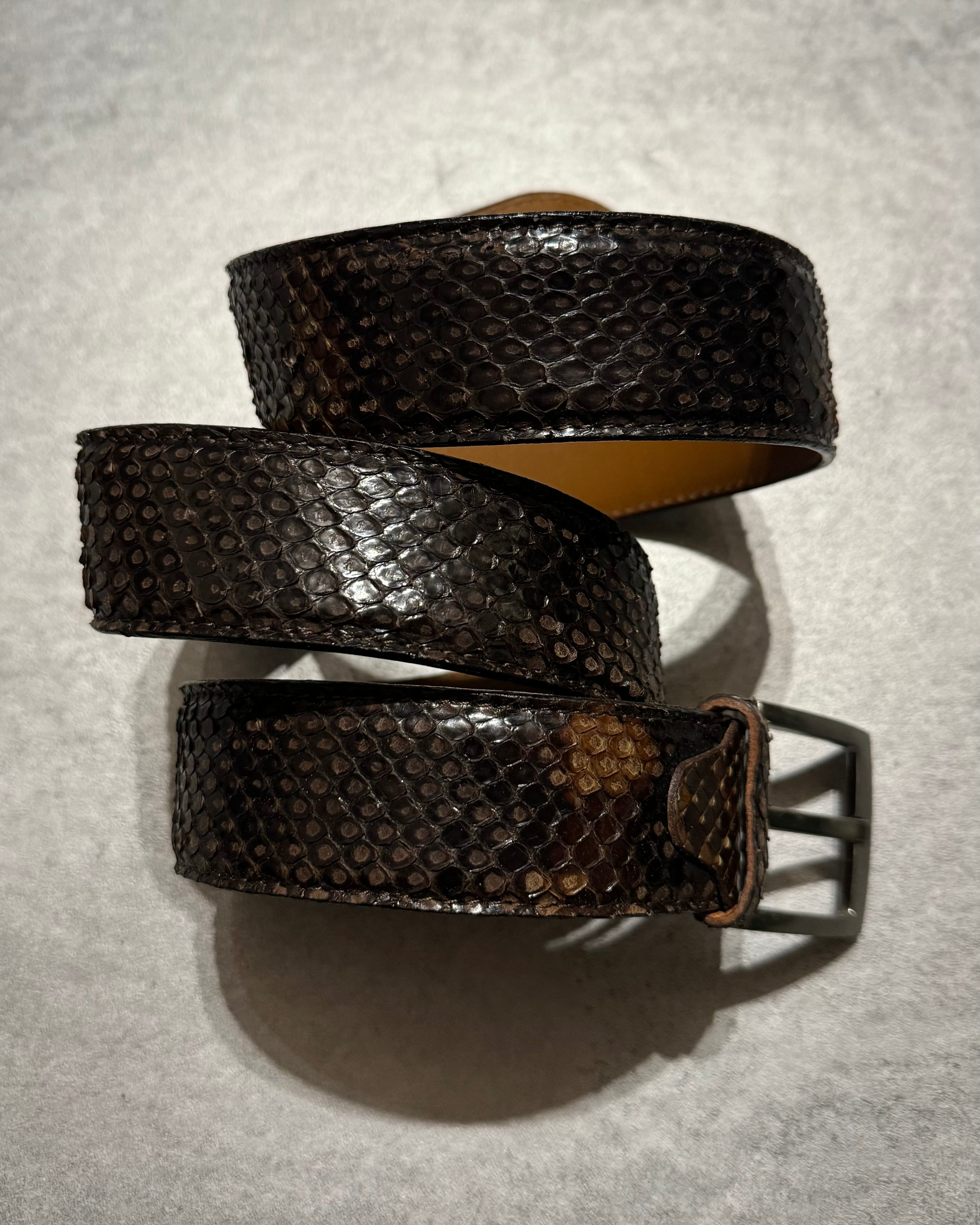 Artisanal Italian Python Leather Brown Dark Belt (OS) - 1