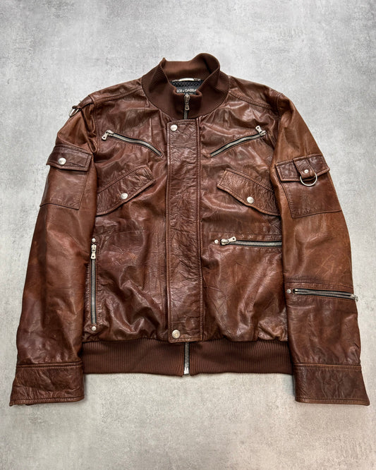 2000s Dolce & Gabbana Ninja Multi-Zip Leather Jacket (L)