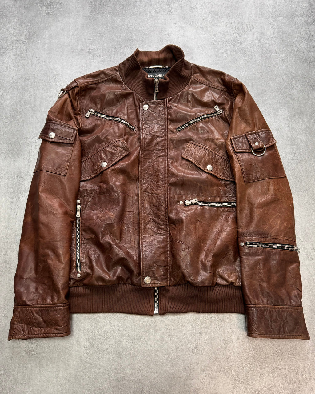 2000年代 ドルチェ＆ガッバーナ ニンジャ マルチジップ レザー ジャケット (L)