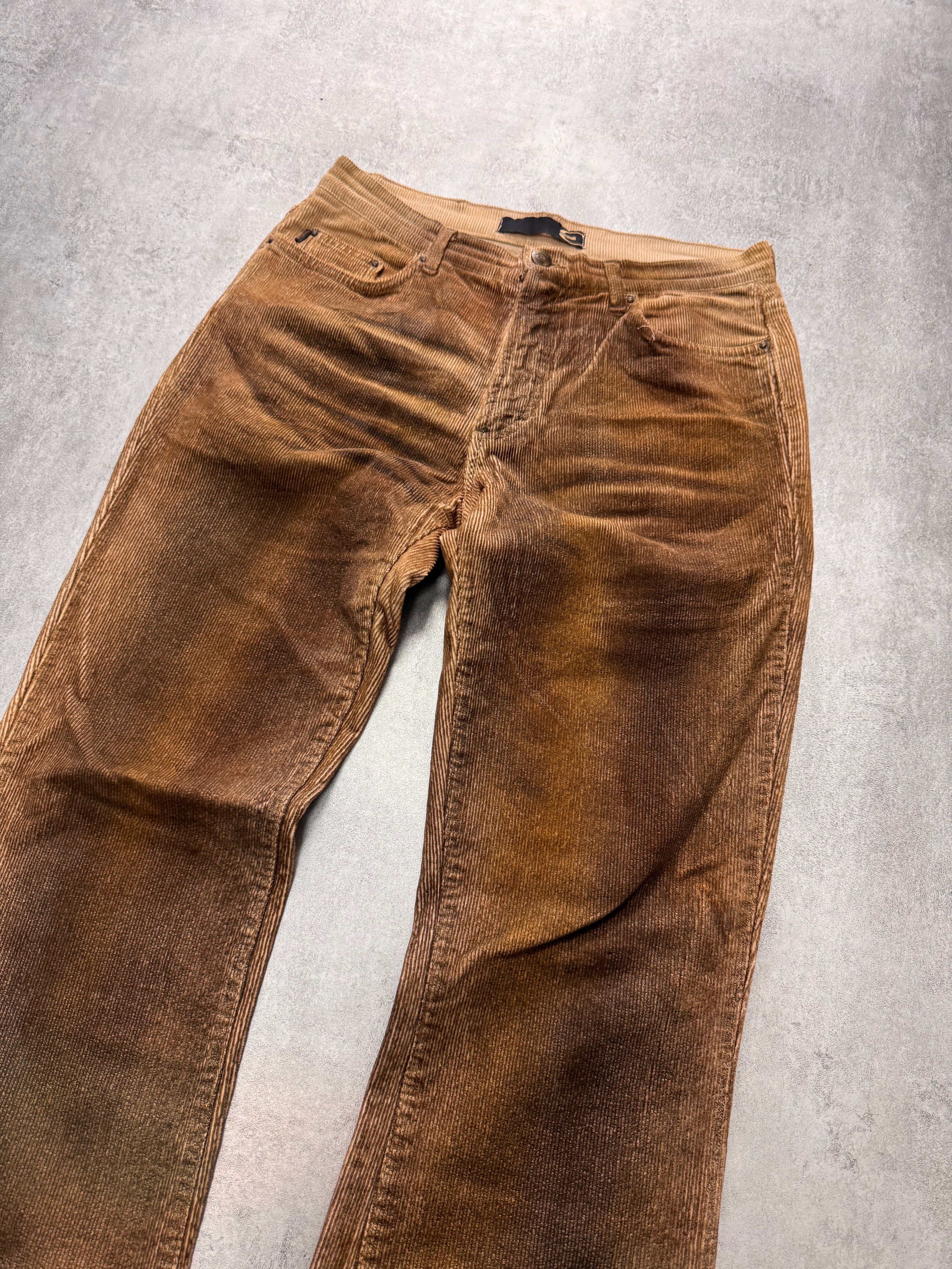 AW2003 Cavalli Waxed Velvet Beige Flaired Pants