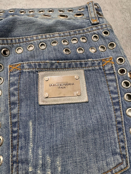 SS2006 Dolce & Gabbana Eyled Punk Holes Jeans (S/M)