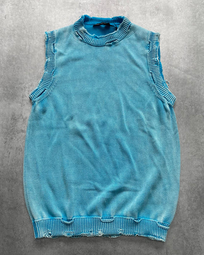 Daniele Alessandrini Destroyed Sleeveless Acid Blue Sweater (M/L)