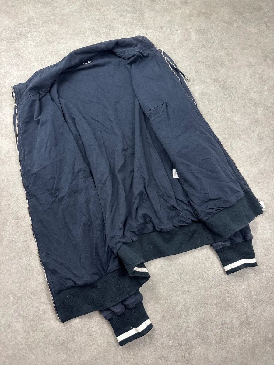 2000s Dolce & Gabbana Navy Logo Stripe Zip-Up Sweater DFpJcEjl 6