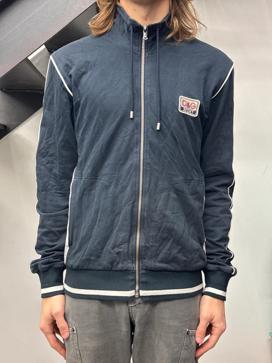2000s Dolce & Gabbana Navy Logo Stripe Zip-Up Sweater DFpJcEjl 1