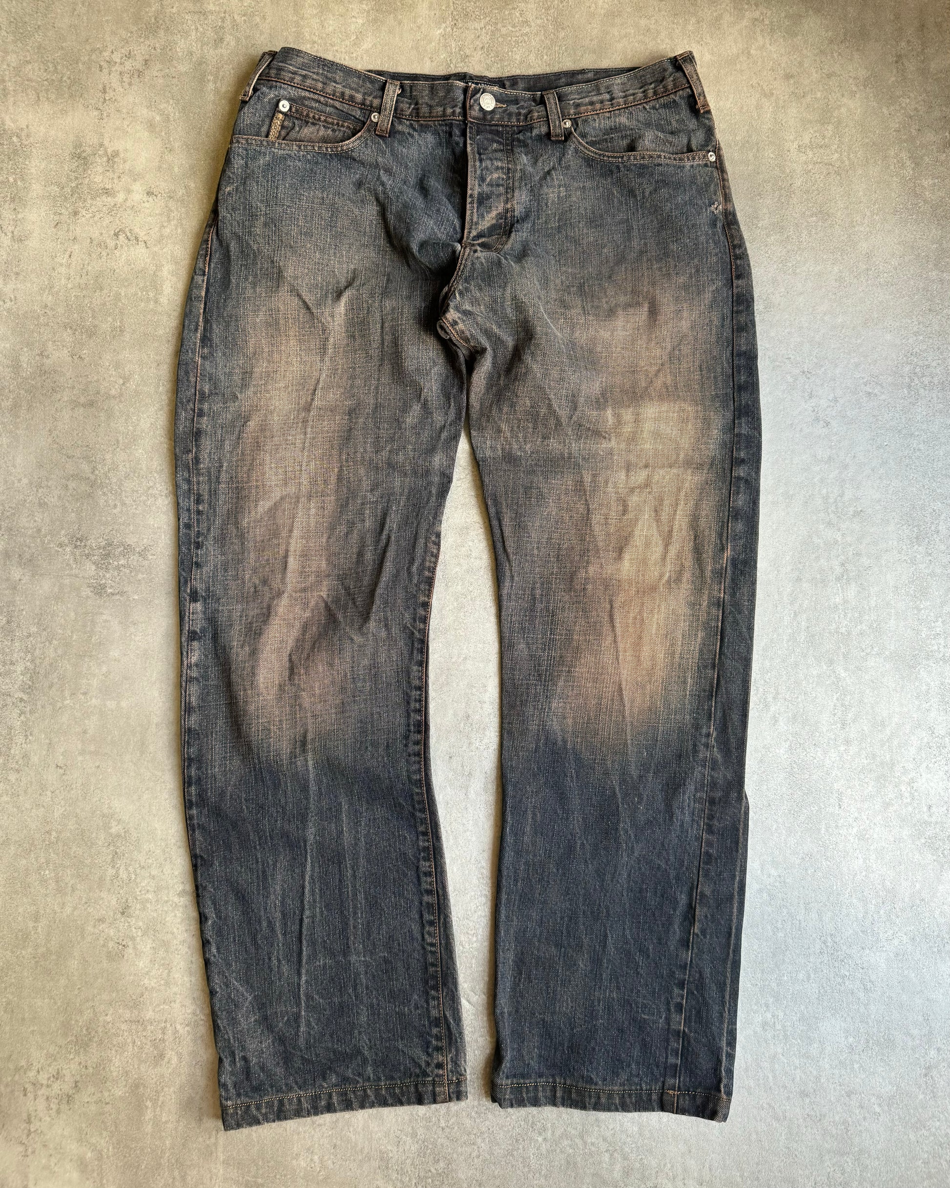 2000s Armani Vintage Faded Wash Effect Denim Jeans (L) - 1